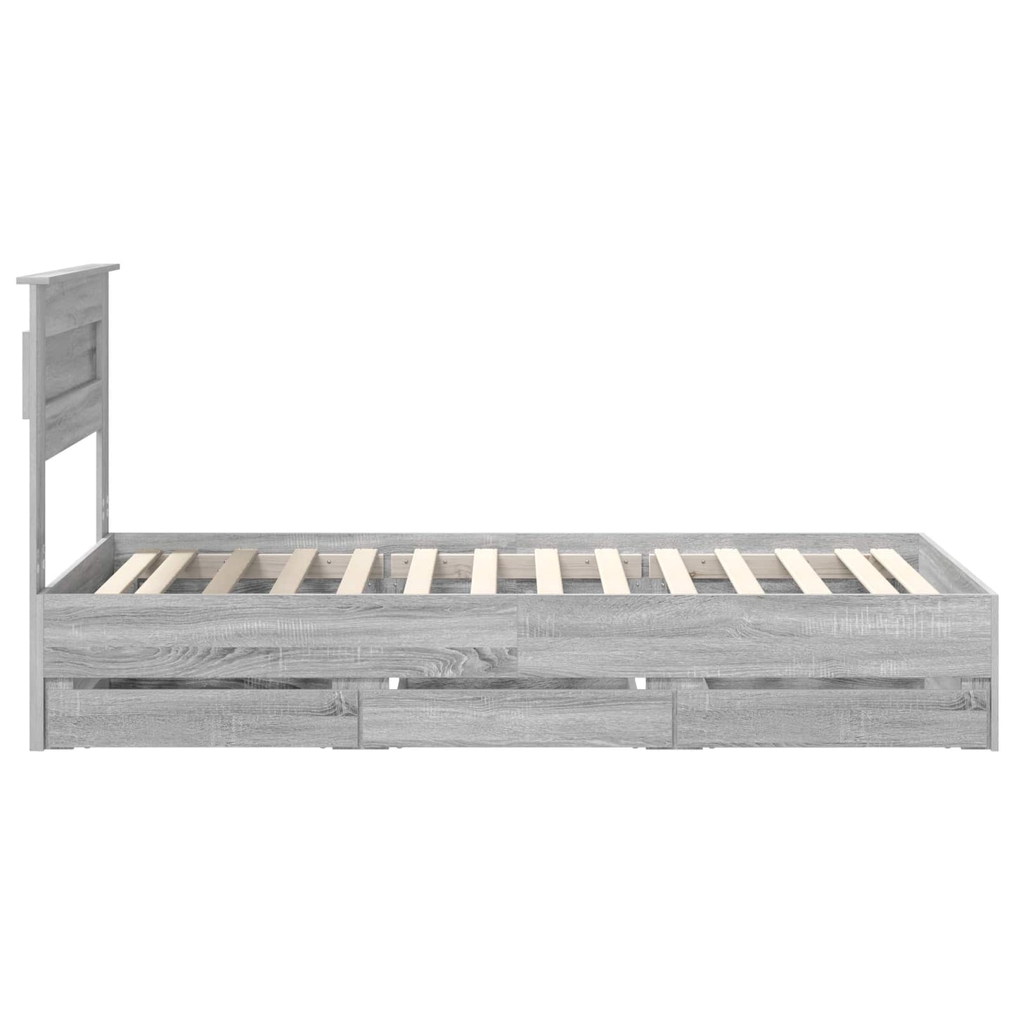 Bedframe met lade Grijs Sonoma 75 x 190 cm Ingenieurshout is nu te koop bij PeponiXL, paradijselijk wonen!