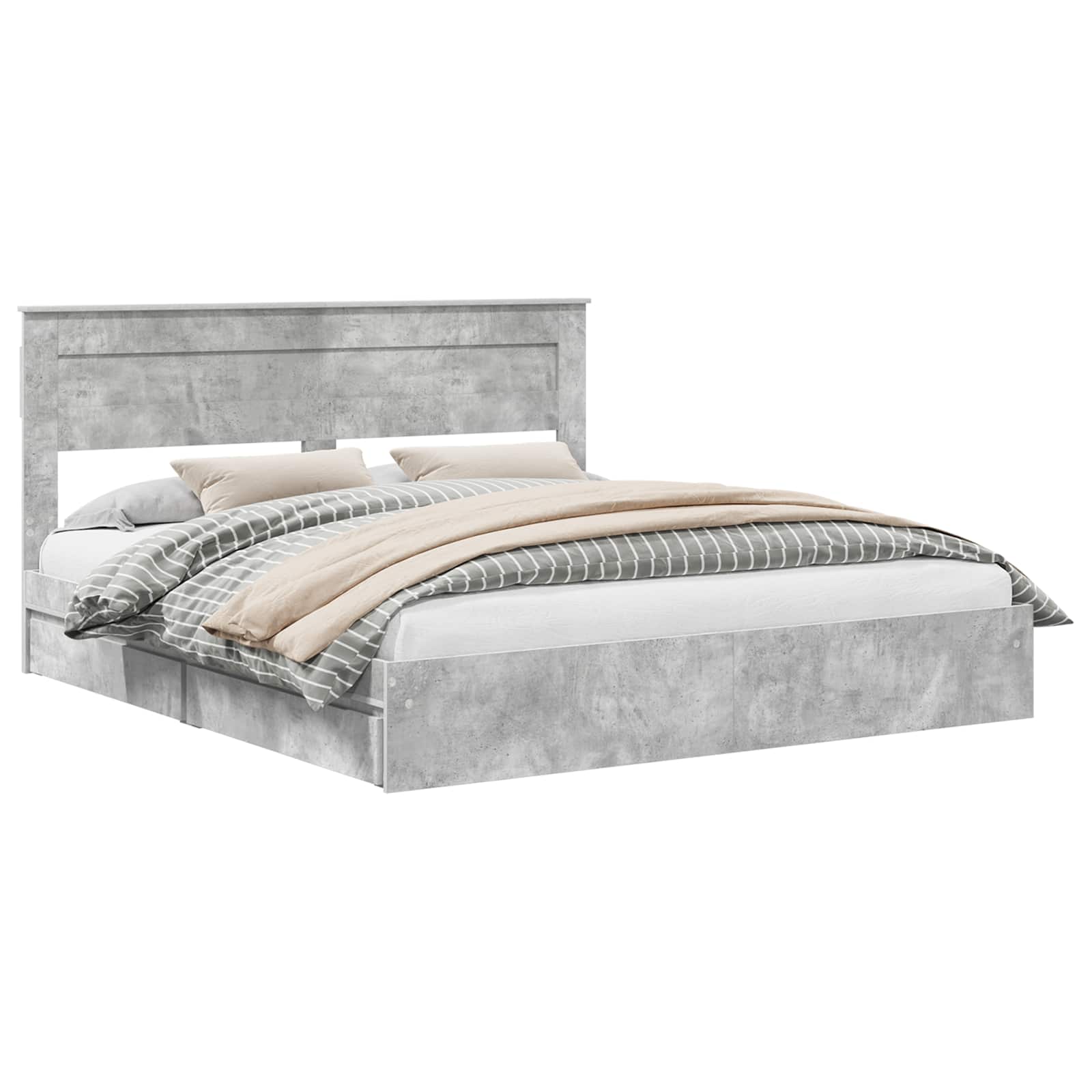 Opslag bed met hoofdeinde Beton Grijs 200 x 200 cm Bewerkt hout is nu te koop bij PeponiXL, paradijselijk wonen!