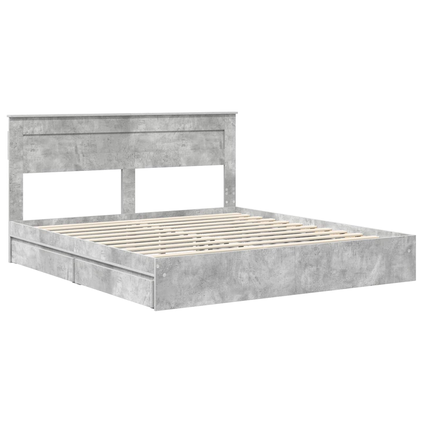 Opslag bed met hoofdeinde Beton Grijs 200 x 200 cm Bewerkt hout is nu te koop bij PeponiXL, paradijselijk wonen!