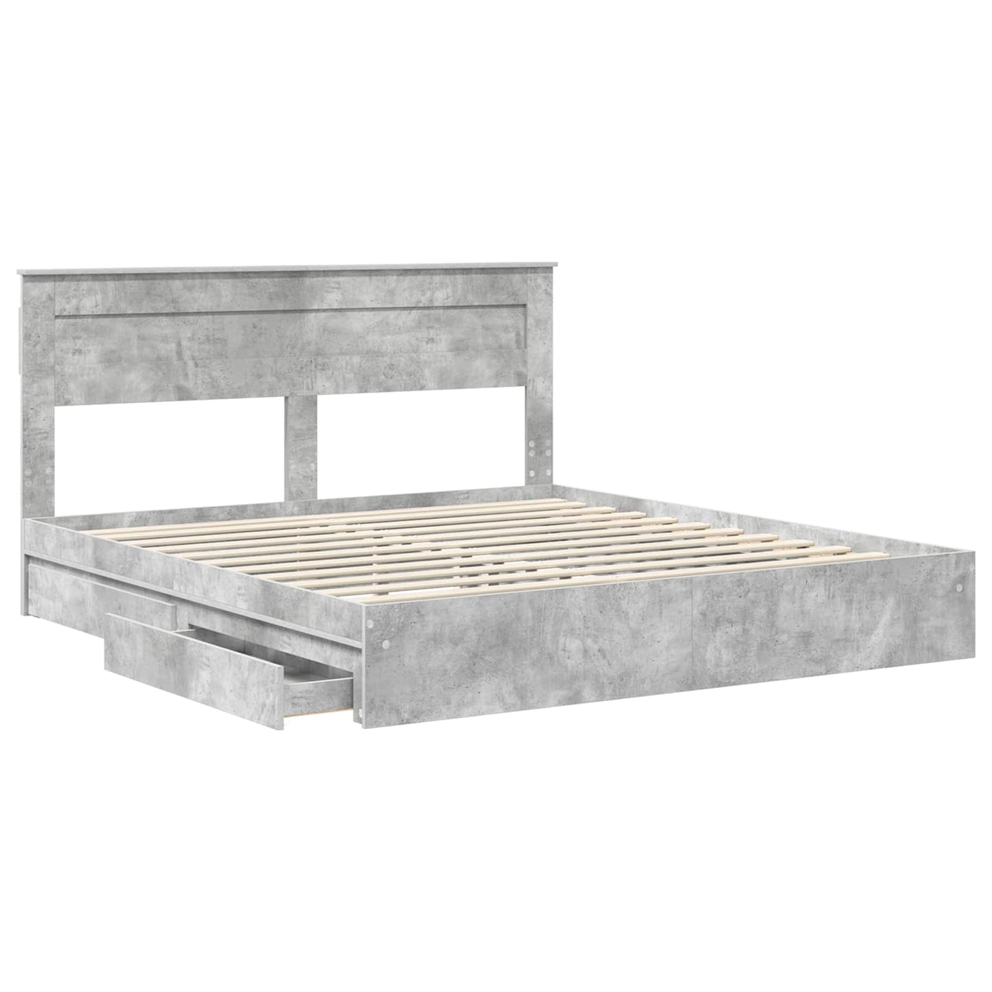 Opslag bed met hoofdeinde Beton Grijs 200 x 200 cm Bewerkt hout is nu te koop bij PeponiXL, paradijselijk wonen!
