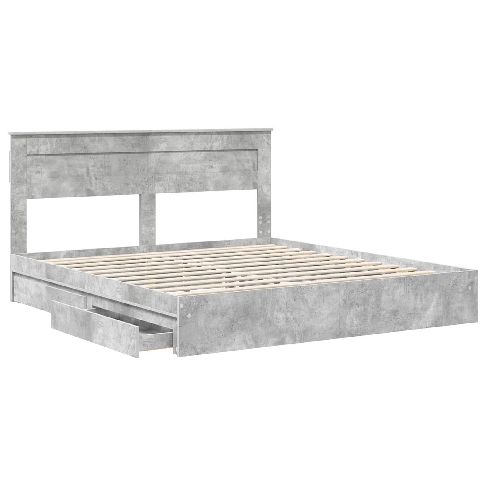 Opslag bed met hoofdeinde Beton Grijs 200 x 200 cm Bewerkt hout is nu te koop bij PeponiXL, paradijselijk wonen!