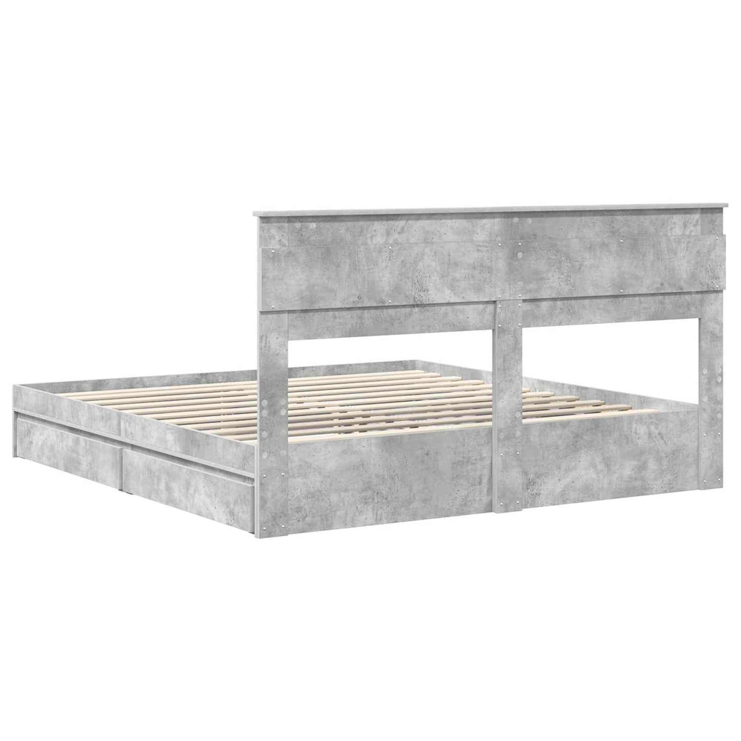 Opslag bed met hoofdeinde Beton Grijs 200 x 200 cm Bewerkt hout is nu te koop bij PeponiXL, paradijselijk wonen!