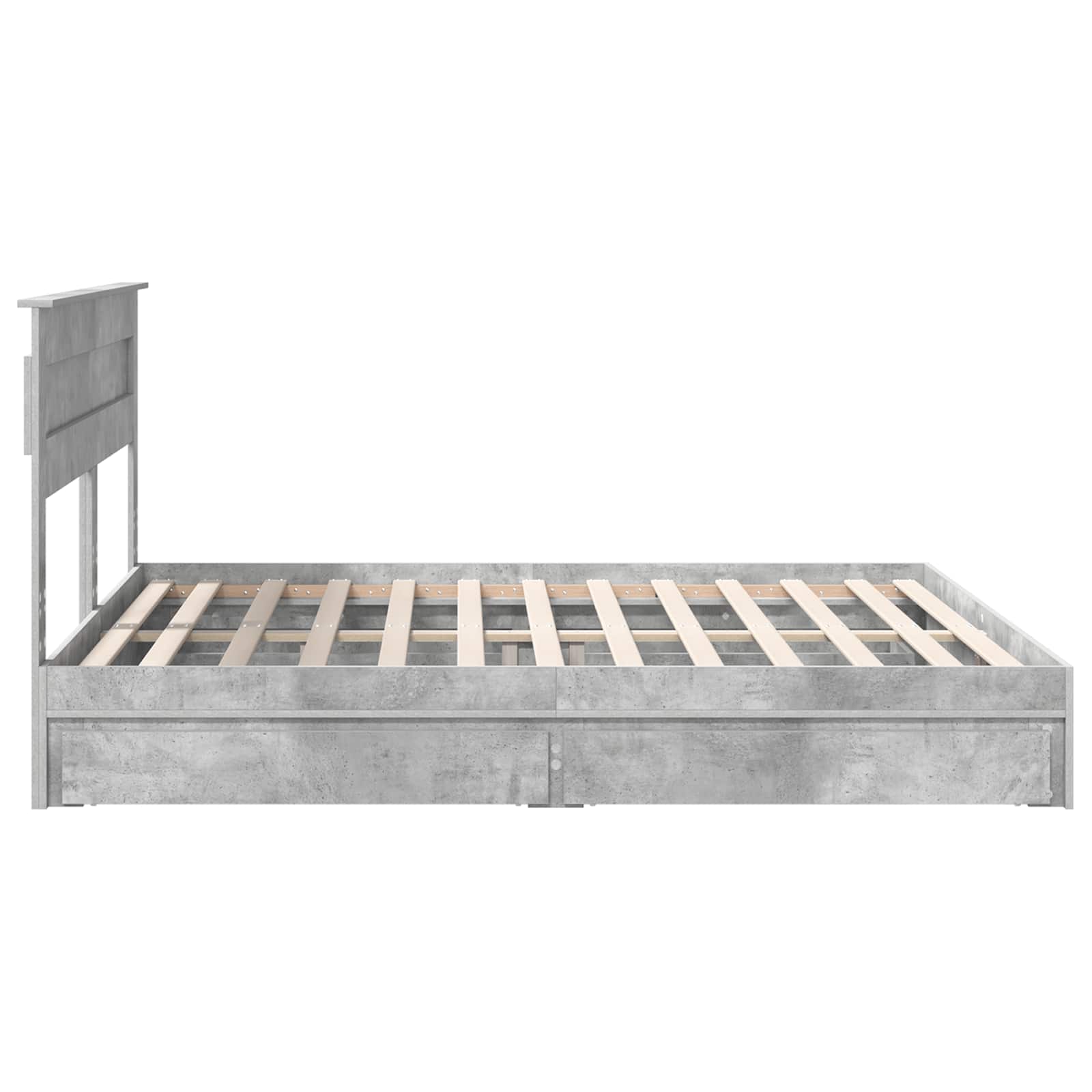 Opslag bed met hoofdeinde Beton Grijs 200 x 200 cm Bewerkt hout is nu te koop bij PeponiXL, paradijselijk wonen!
