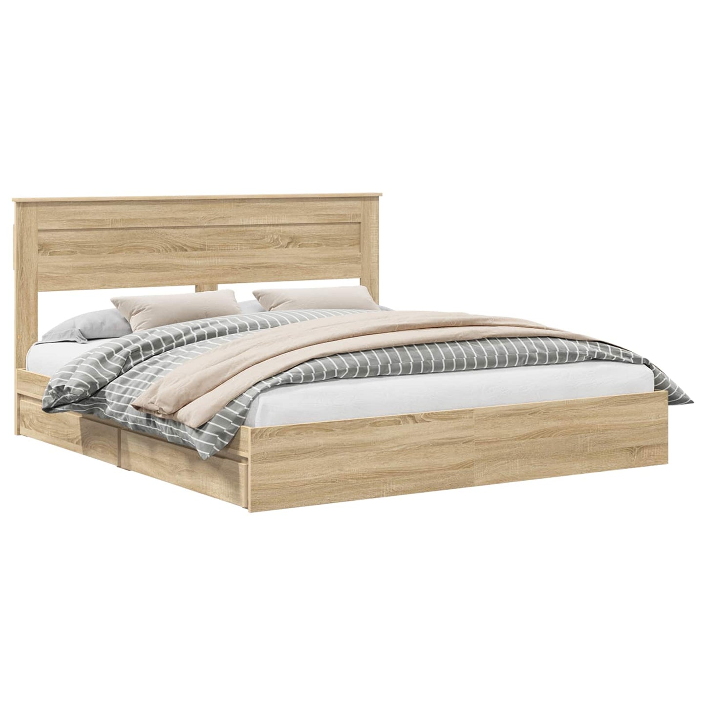 Opslag bed met lade Sonoma Eiken 180 x 200 cm Bewerkt hout is nu te koop bij PeponiXL, paradijselijk wonen!