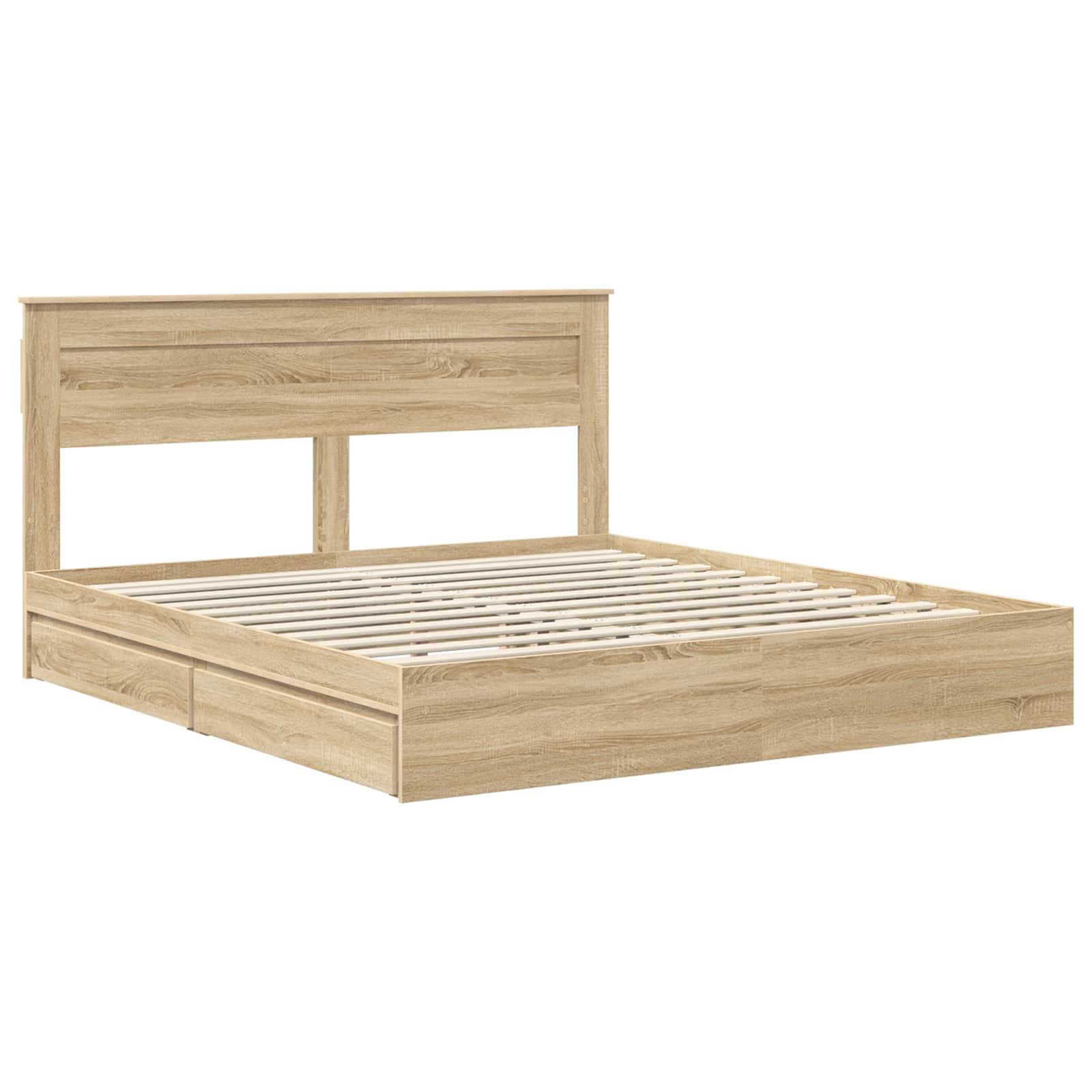 Opslag bed met lade Sonoma Eiken 180 x 200 cm Bewerkt hout is nu te koop bij PeponiXL, paradijselijk wonen!