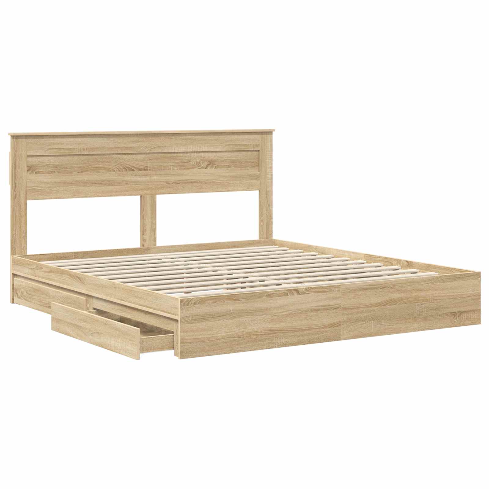 Opslag bed met lade Sonoma Eiken 180 x 200 cm Bewerkt hout is nu te koop bij PeponiXL, paradijselijk wonen!