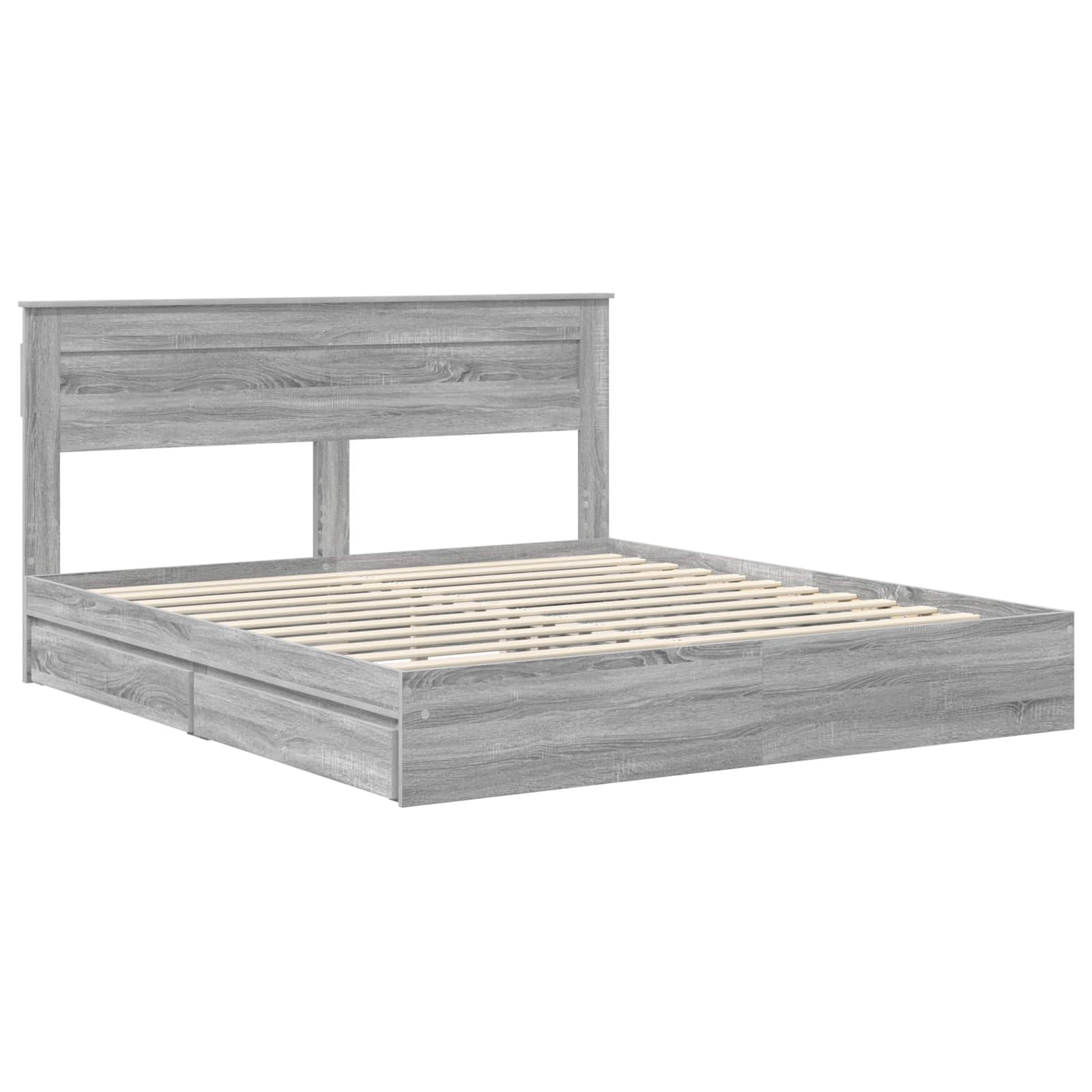 Opslag bed met lade Grijs Sonoma 180 x 200 cm Bewerkt hout is nu te koop bij PeponiXL, paradijselijk wonen!