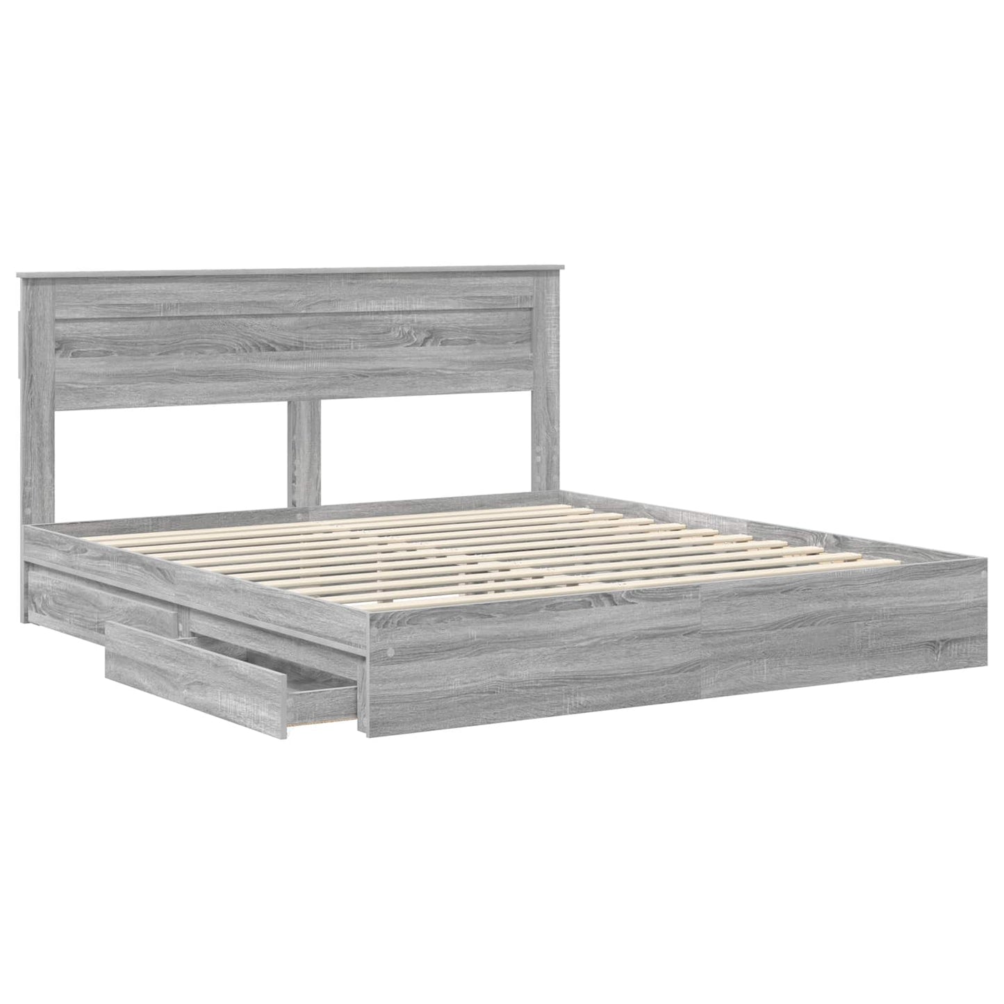 Opslag bed met lade Grijs Sonoma 180 x 200 cm Bewerkt hout is nu te koop bij PeponiXL, paradijselijk wonen!
