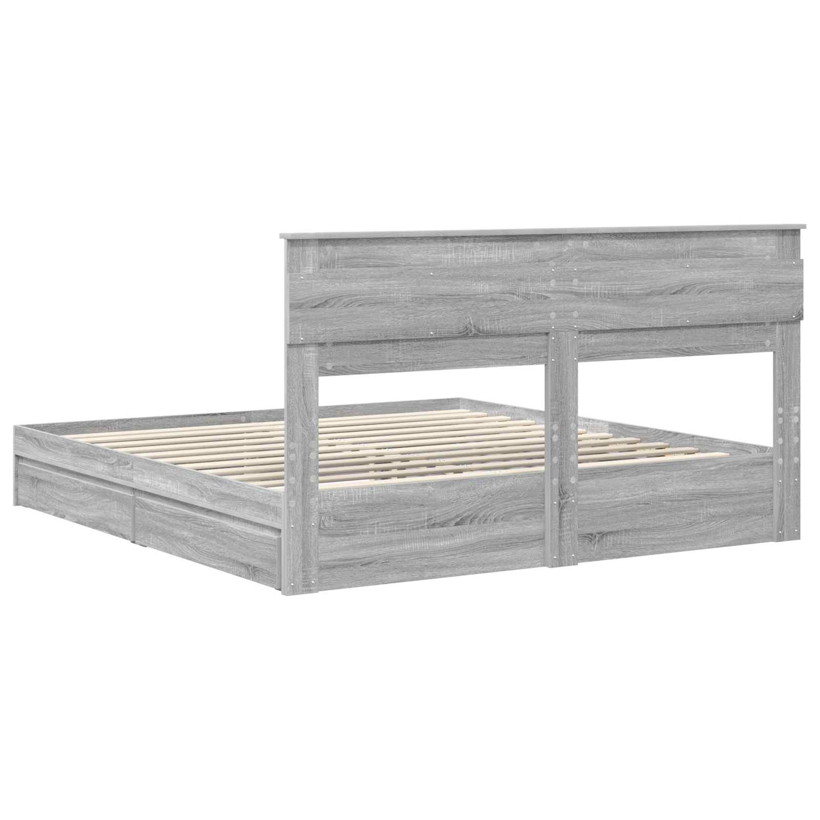 Opslag bed met lade Grijs Sonoma 180 x 200 cm Bewerkt hout is nu te koop bij PeponiXL, paradijselijk wonen!