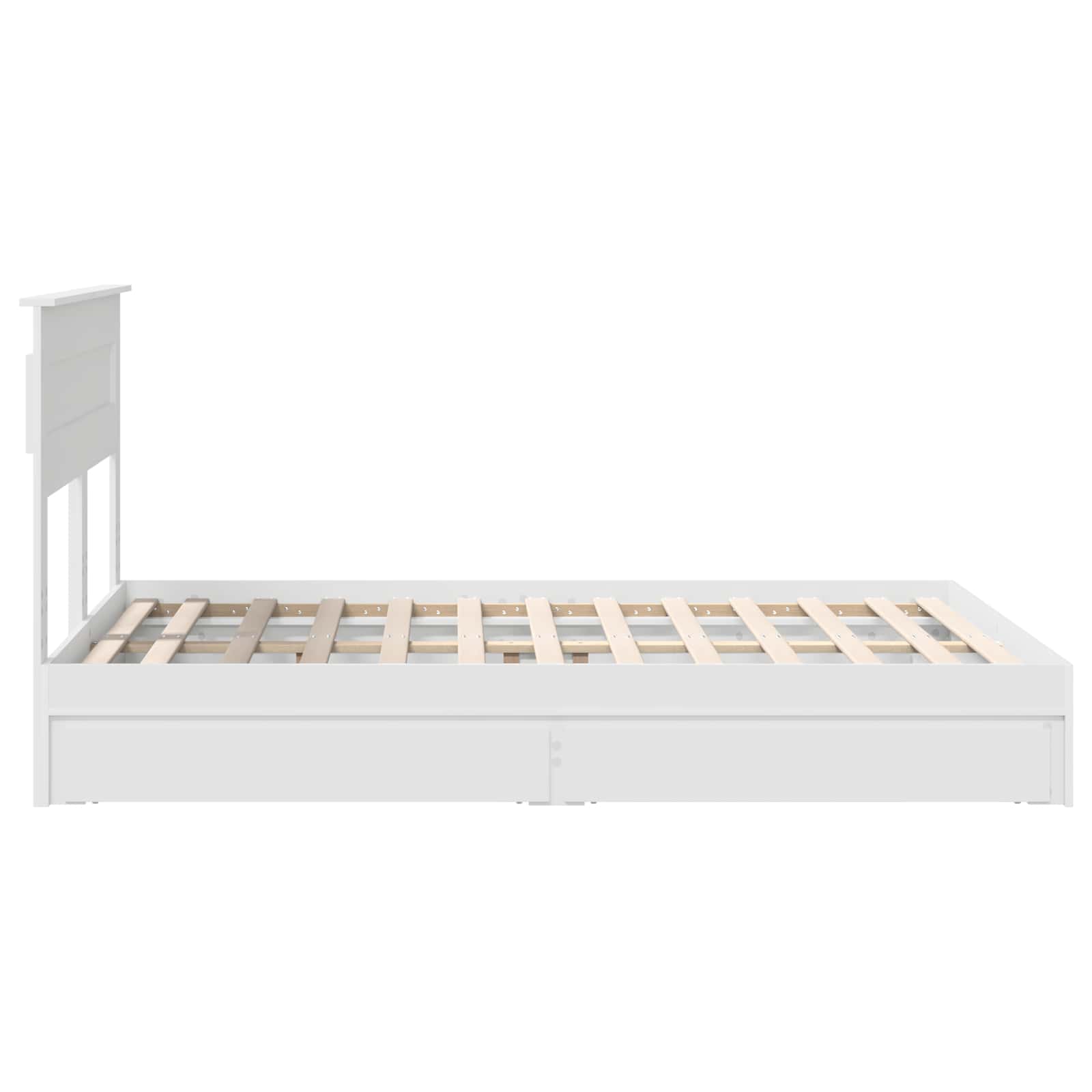 Opslag bed met hoofdeinde Wit 160 x 200 cm Bewerkt hout is nu te koop bij PeponiXL, paradijselijk wonen!