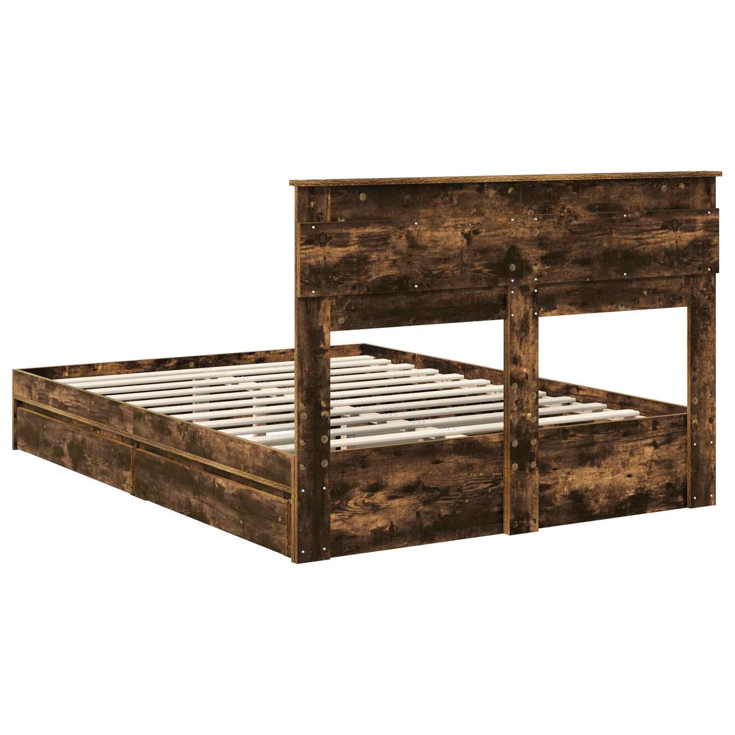 Opslag bed met lade Gerookt eiken 160 x 200 cm Bewerkt hout is nu te koop bij PeponiXL, paradijselijk wonen!