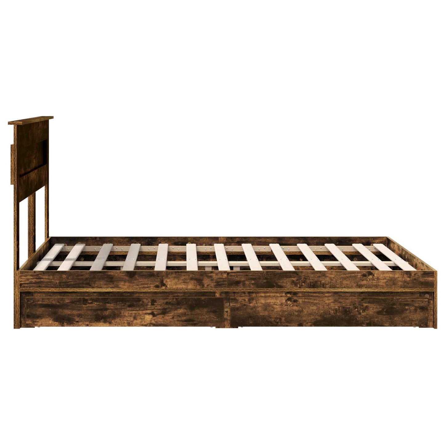 Opslag bed met lade Gerookt eiken 160 x 200 cm Bewerkt hout is nu te koop bij PeponiXL, paradijselijk wonen!