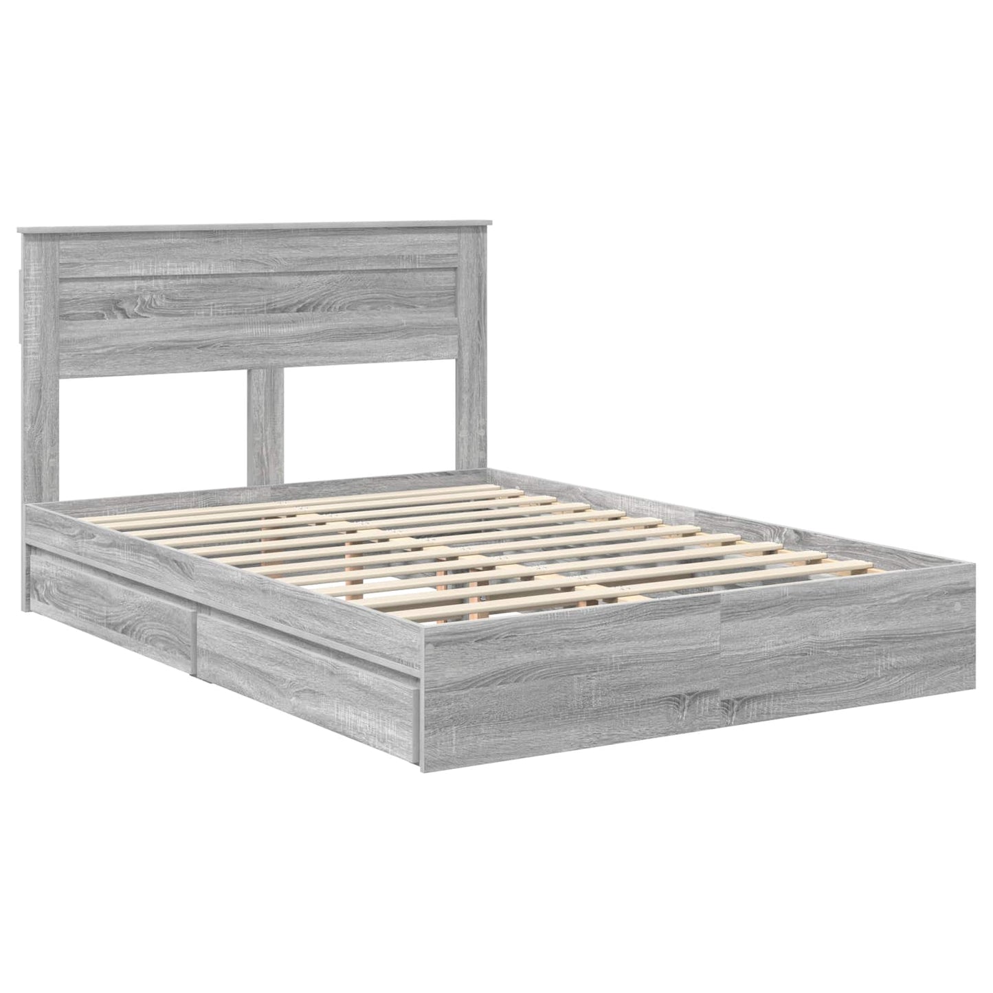 Opslag bed met lade Grijs Sonoma 160 x 200 cm Bewerkt hout is nu te koop bij PeponiXL, paradijselijk wonen!