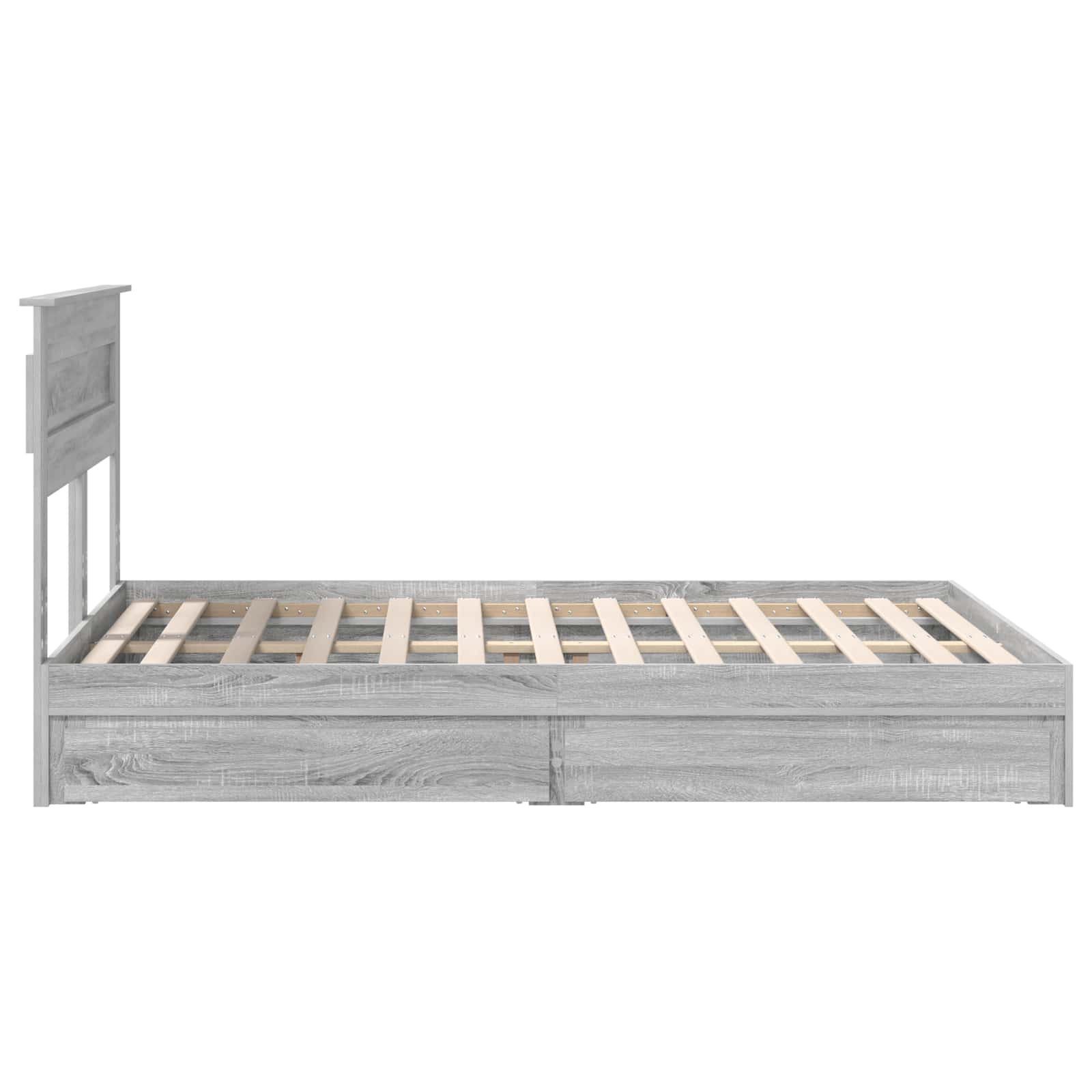 Opslag bed met lade Grijs Sonoma 160 x 200 cm Bewerkt hout is nu te koop bij PeponiXL, paradijselijk wonen!