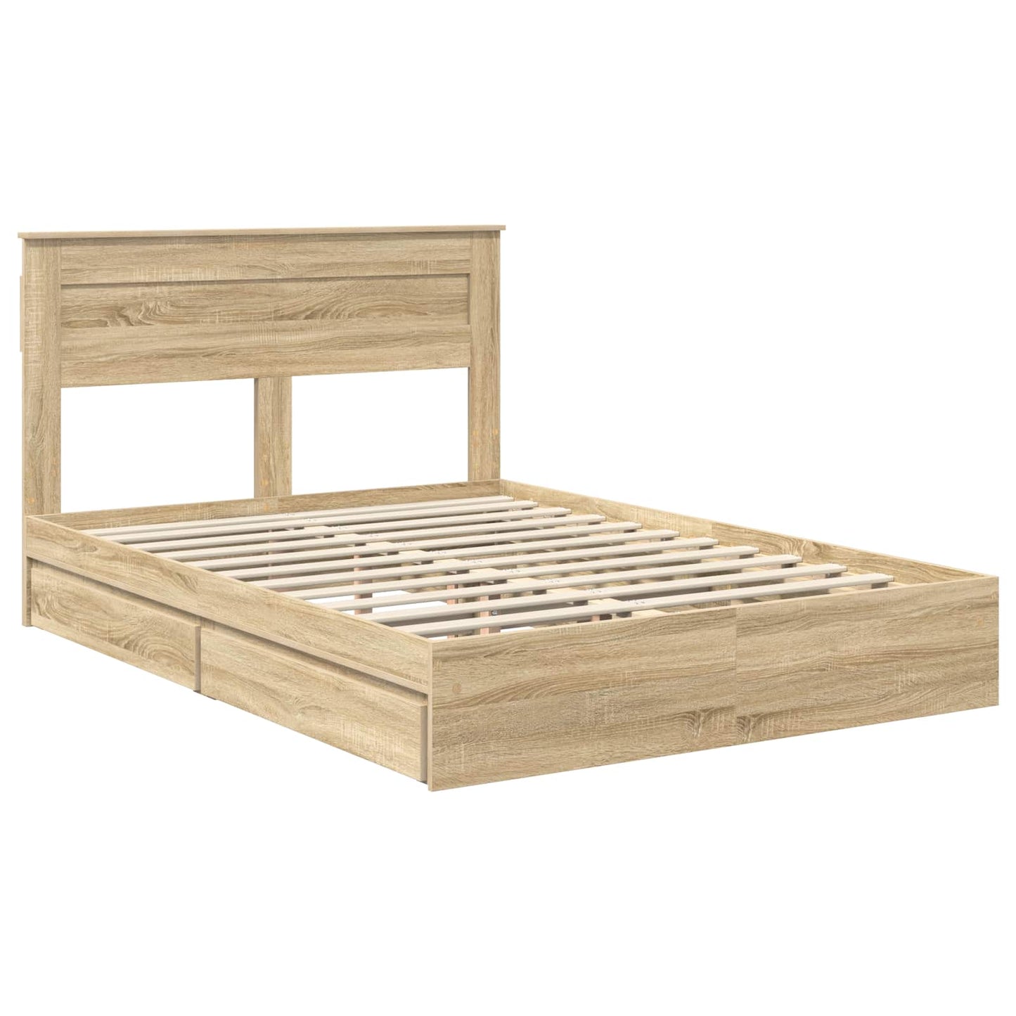 Opslag bed met lade Sonoma Eiken 150 x 200 cm Bewerkt hout is nu te koop bij PeponiXL, paradijselijk wonen!