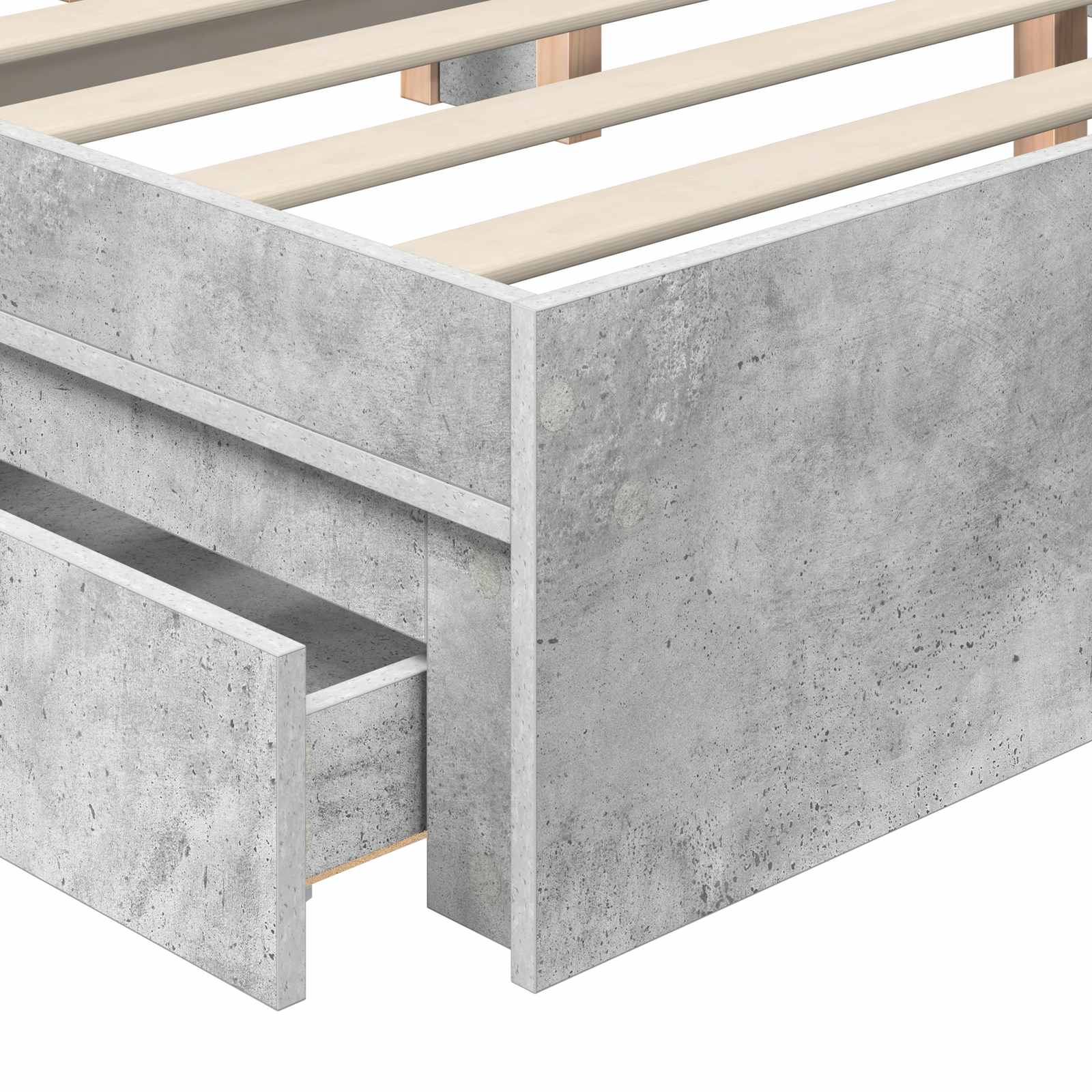 Opslag bed met hoofdeinde Beton Grijs 150 x 200 cm Bewerkt hout is nu te koop bij PeponiXL, paradijselijk wonen!