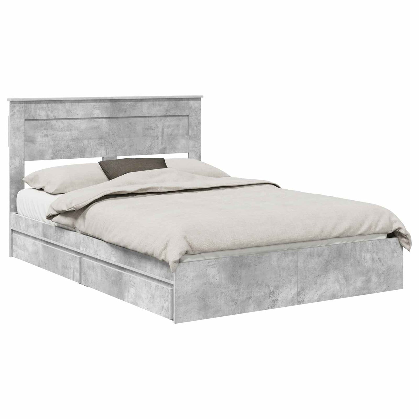 Opslag bed met hoofdeinde Beton Grijs 150 x 200 cm Bewerkt hout is nu te koop bij PeponiXL, paradijselijk wonen!