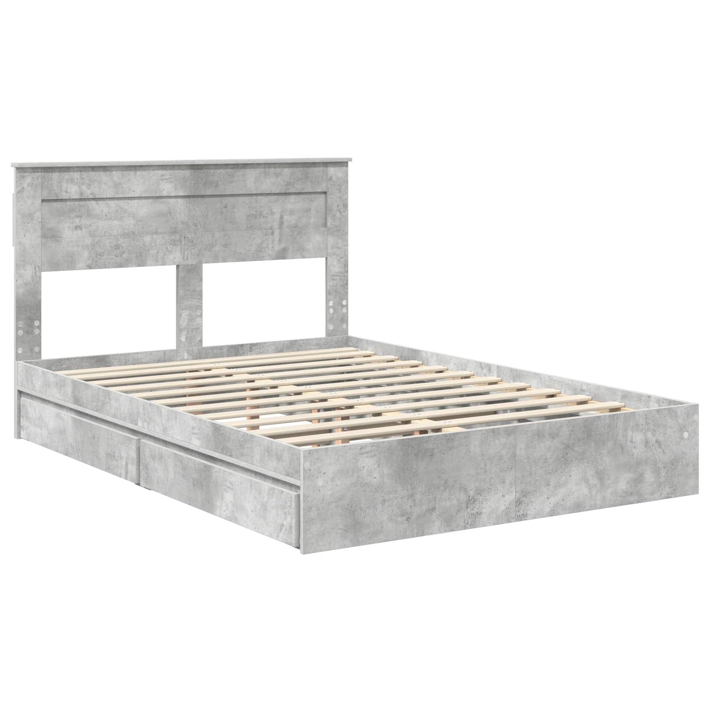 Opslag bed met hoofdeinde Beton Grijs 150 x 200 cm Bewerkt hout is nu te koop bij PeponiXL, paradijselijk wonen!