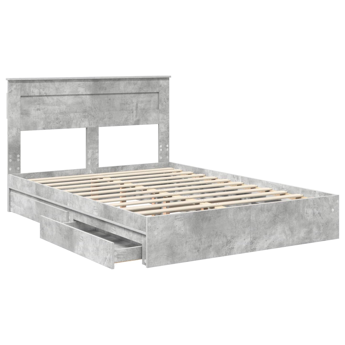 Opslag bed met hoofdeinde Beton Grijs 150 x 200 cm Bewerkt hout is nu te koop bij PeponiXL, paradijselijk wonen!