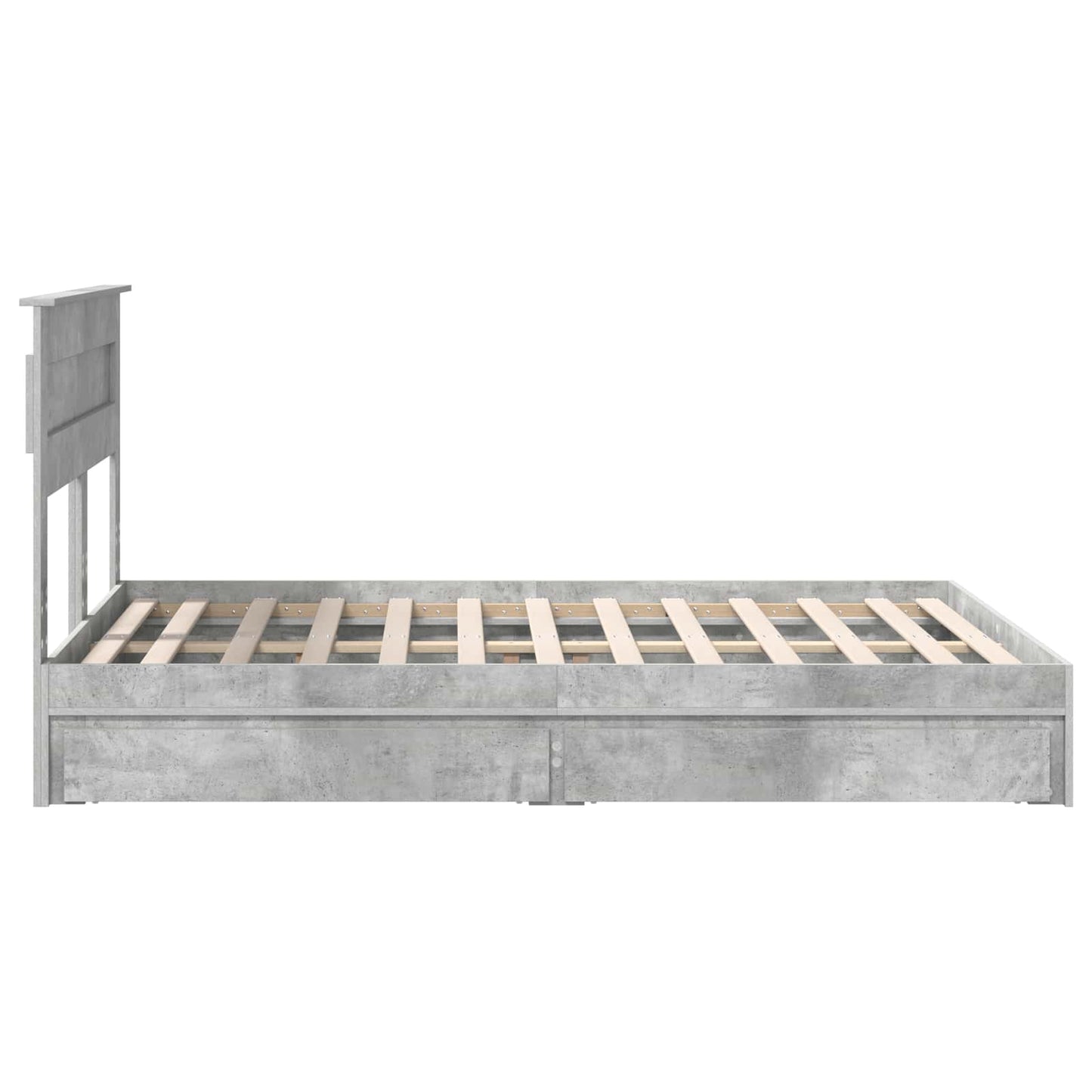Opslag bed met hoofdeinde Beton Grijs 150 x 200 cm Bewerkt hout is nu te koop bij PeponiXL, paradijselijk wonen!