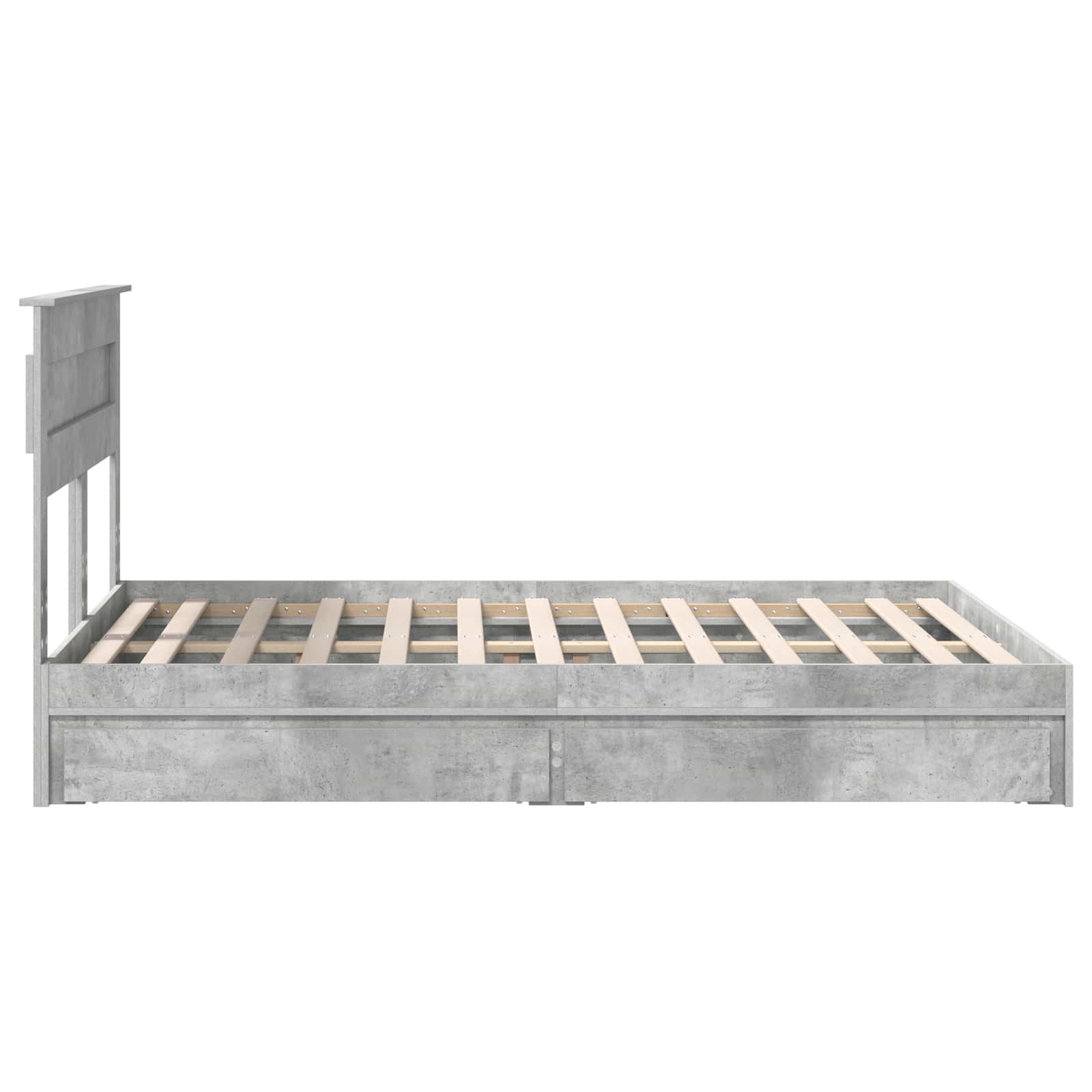 Opslag bed met hoofdeinde Beton Grijs 150 x 200 cm Bewerkt hout is nu te koop bij PeponiXL, paradijselijk wonen!