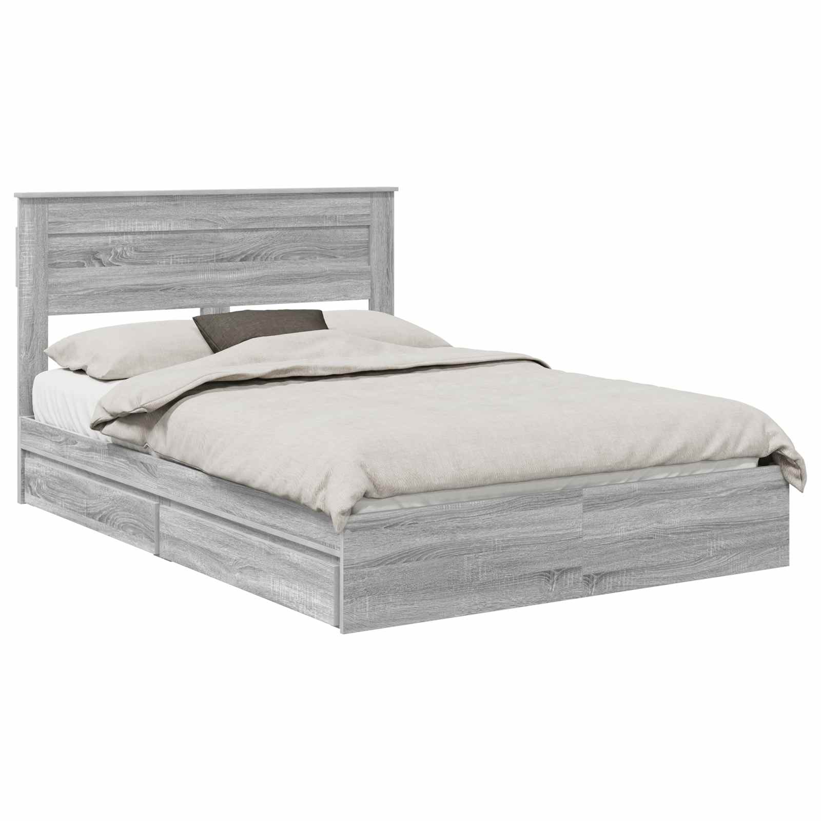 Opslag bed met lade Grijs Sonoma 150 x 200 cm Bewerkt hout is nu te koop bij PeponiXL, paradijselijk wonen!