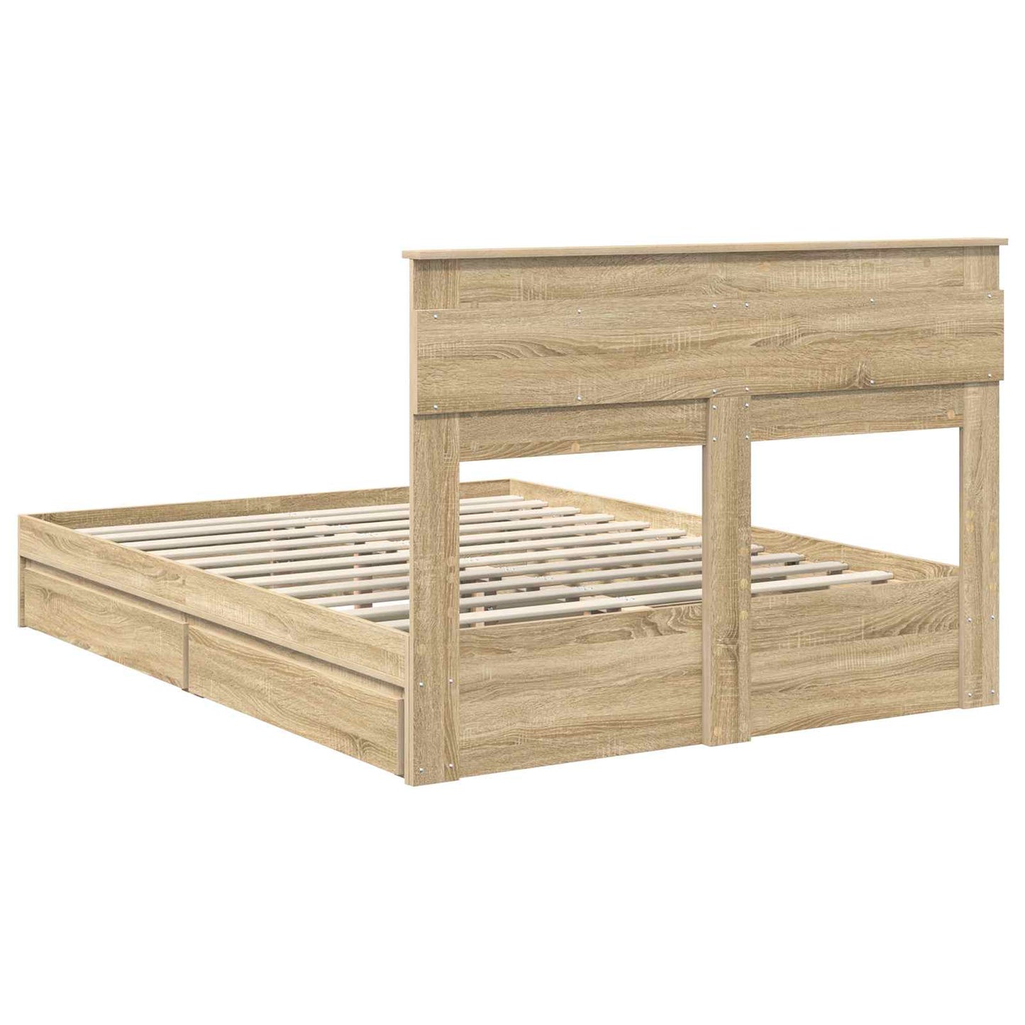 Opslag bed met lade Sonoma Eiken 140 x 190 cm Bewerkt hout is nu te koop bij PeponiXL, paradijselijk wonen!