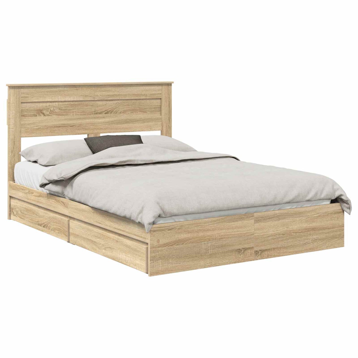 Opslag bed met lade Sonoma Eiken 140 x 200 cm Bewerkt hout is nu te koop bij PeponiXL, paradijselijk wonen!