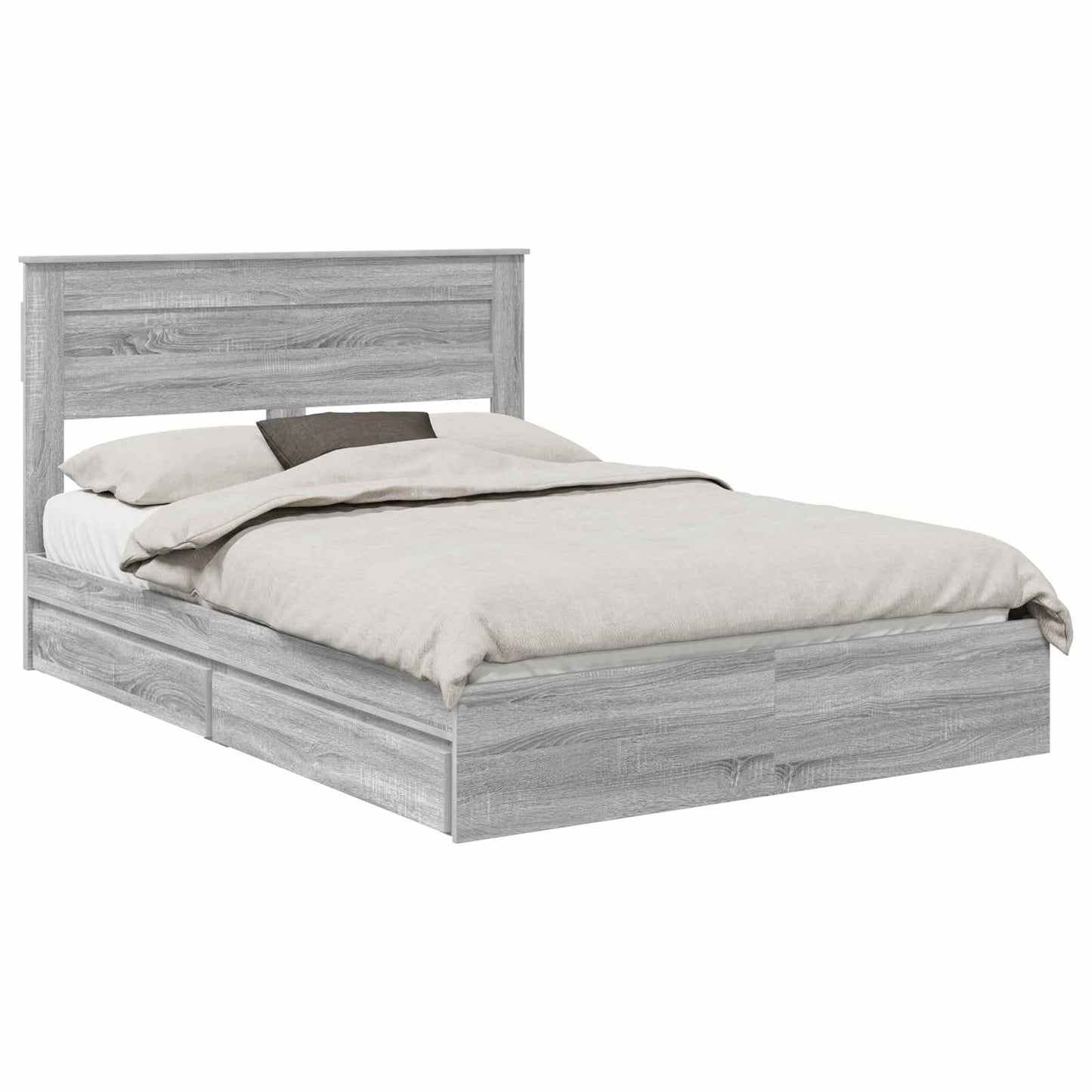 Opslag bed met lade Grijs Sonoma 140 x 200 cm Bewerkt hout is nu te koop bij PeponiXL, paradijselijk wonen!