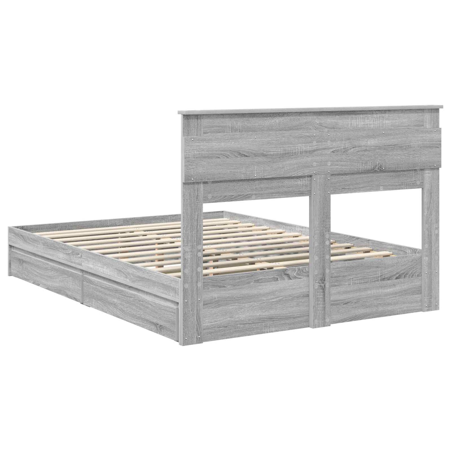 Opslag bed met lade Grijs Sonoma 140 x 200 cm Bewerkt hout is nu te koop bij PeponiXL, paradijselijk wonen!