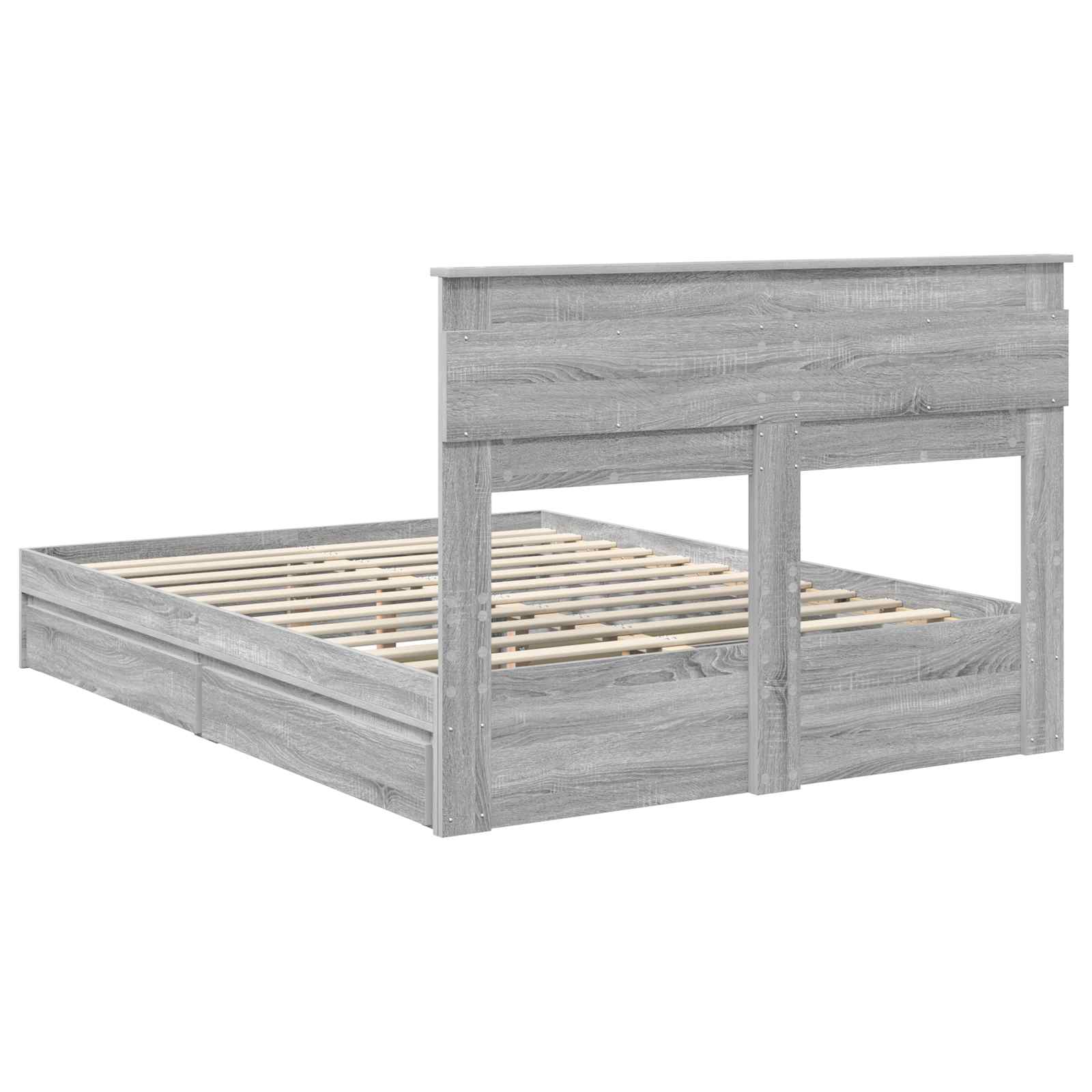 Opslag bed met lade Grijs Sonoma 140 x 200 cm Bewerkt hout is nu te koop bij PeponiXL, paradijselijk wonen!