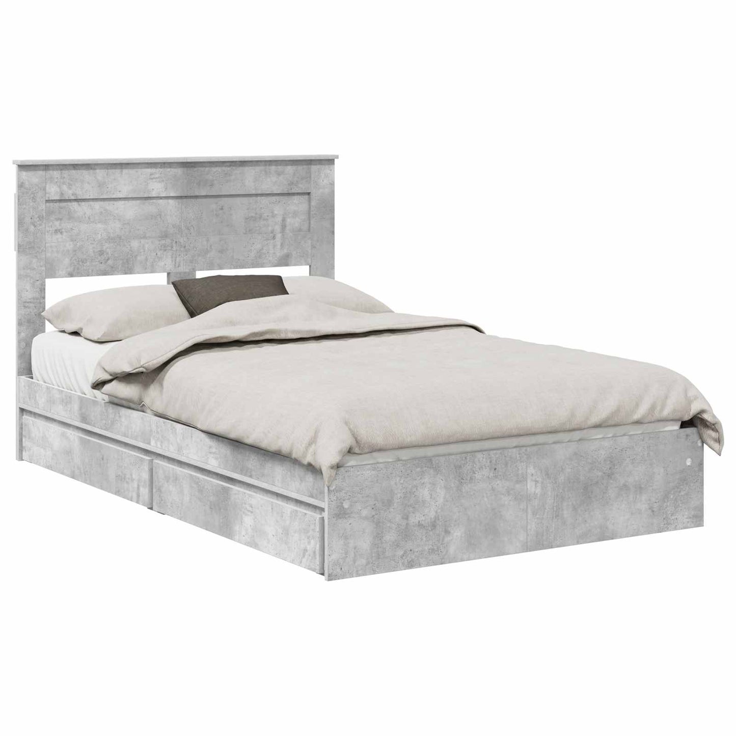 Opslag bed met hoofdeinde Beton Grijs 135 x 190 cm Bewerkt hout is nu te koop bij PeponiXL, paradijselijk wonen!