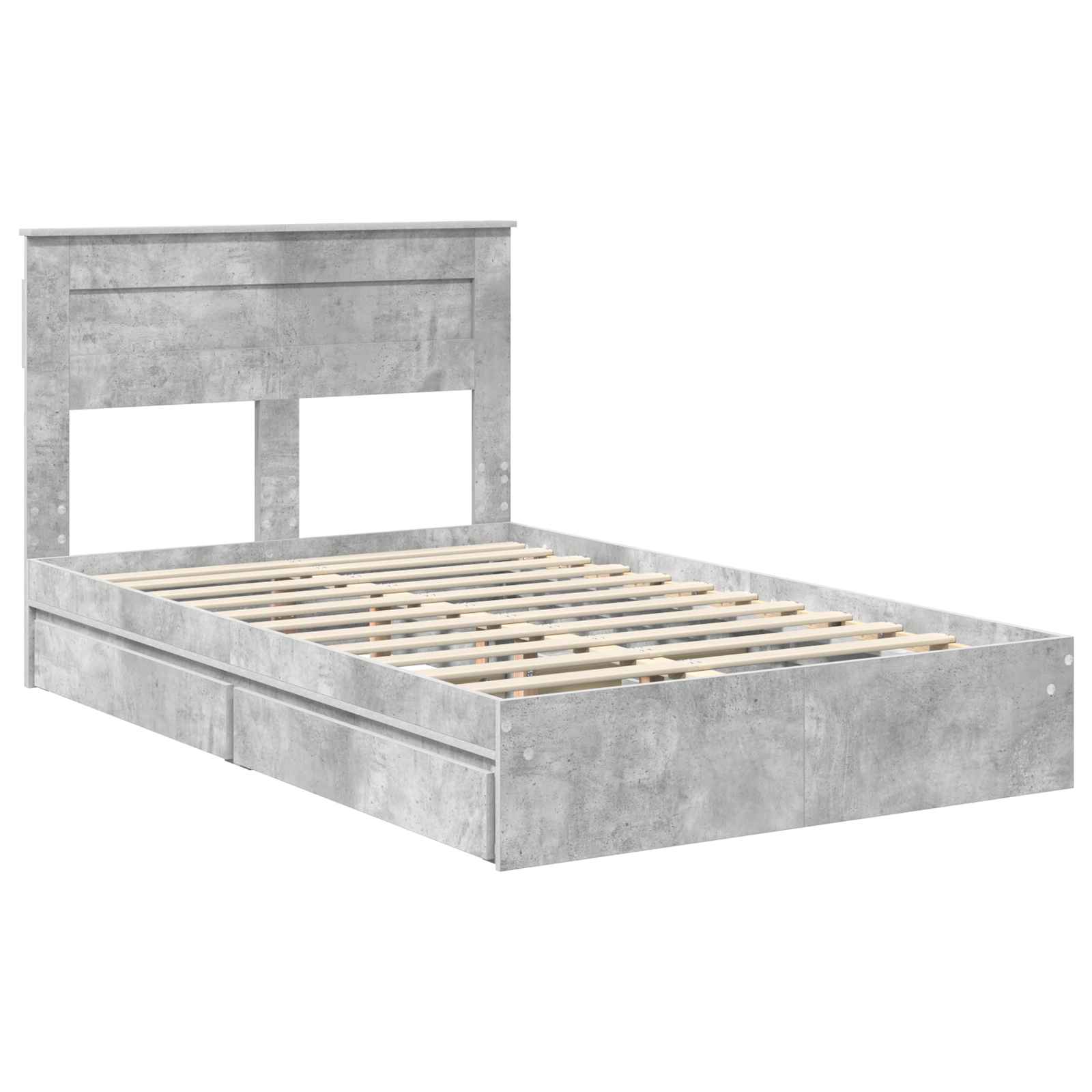Opslag bed met hoofdeinde Beton Grijs 135 x 190 cm Bewerkt hout is nu te koop bij PeponiXL, paradijselijk wonen!