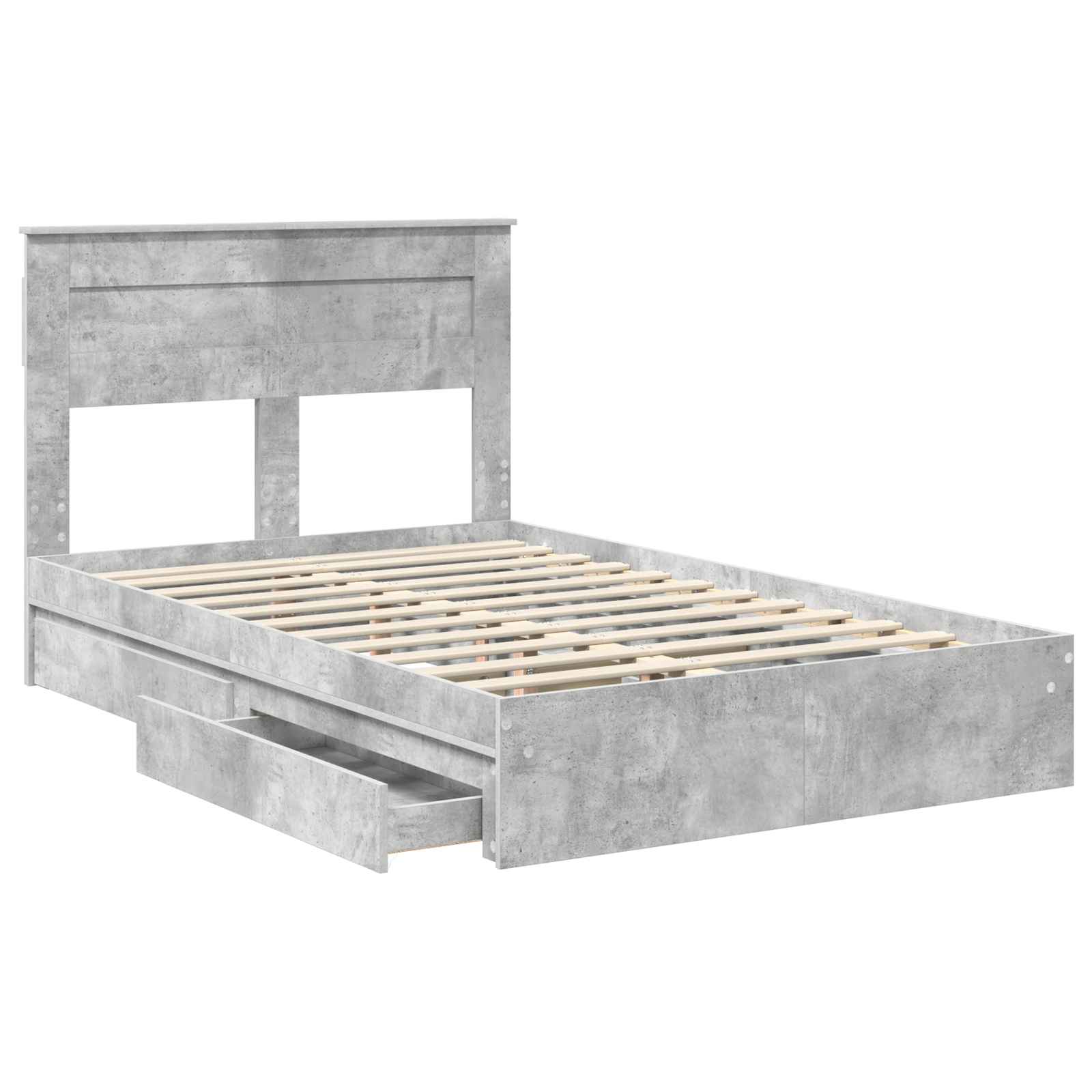 Opslag bed met hoofdeinde Beton Grijs 135 x 190 cm Bewerkt hout is nu te koop bij PeponiXL, paradijselijk wonen!