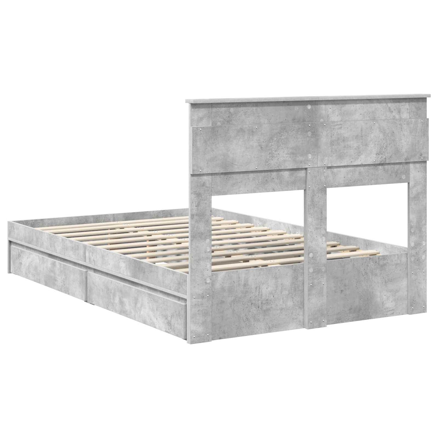 Opslag bed met hoofdeinde Beton Grijs 135 x 190 cm Bewerkt hout is nu te koop bij PeponiXL, paradijselijk wonen!