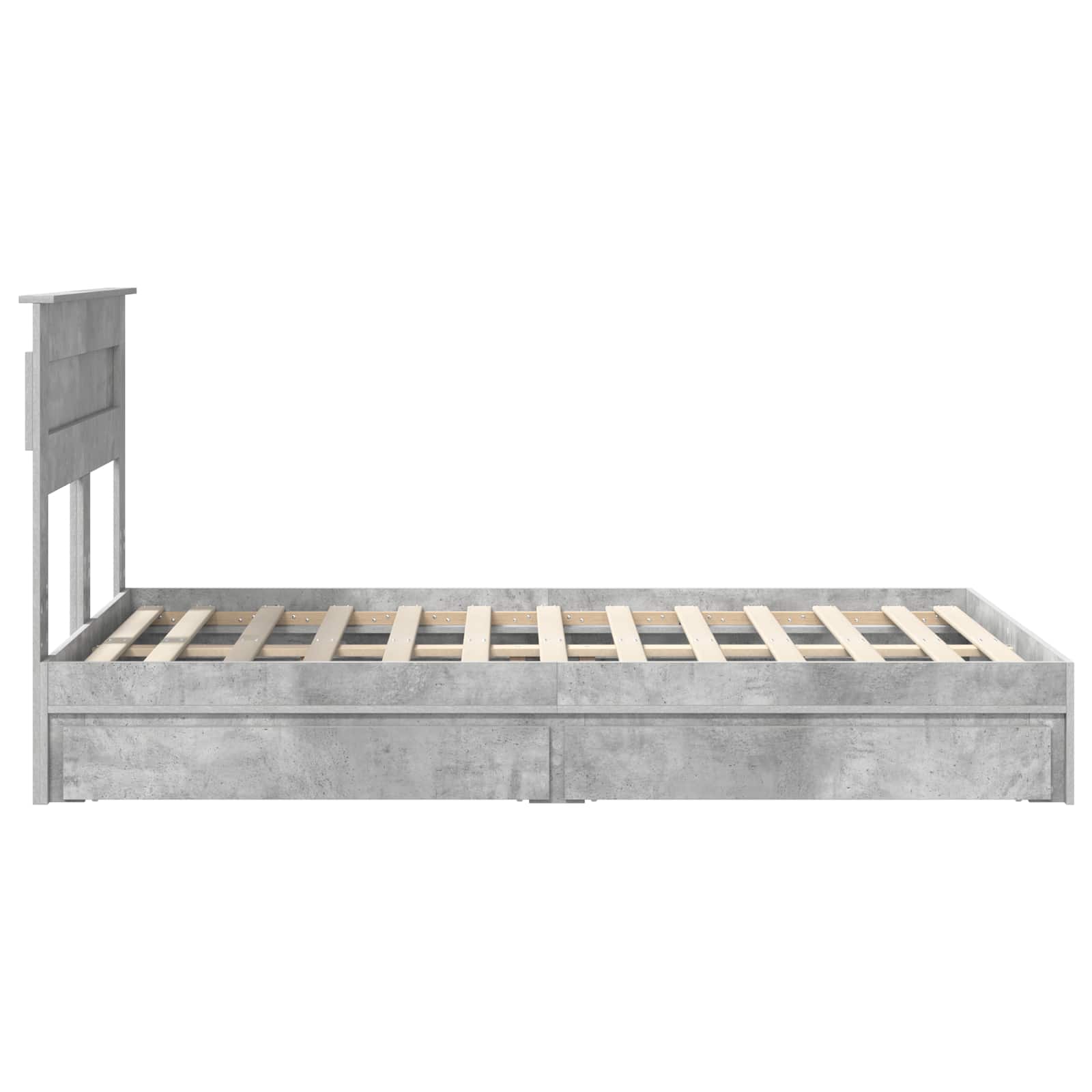 Opslag bed met hoofdeinde Beton Grijs 135 x 190 cm Bewerkt hout is nu te koop bij PeponiXL, paradijselijk wonen!