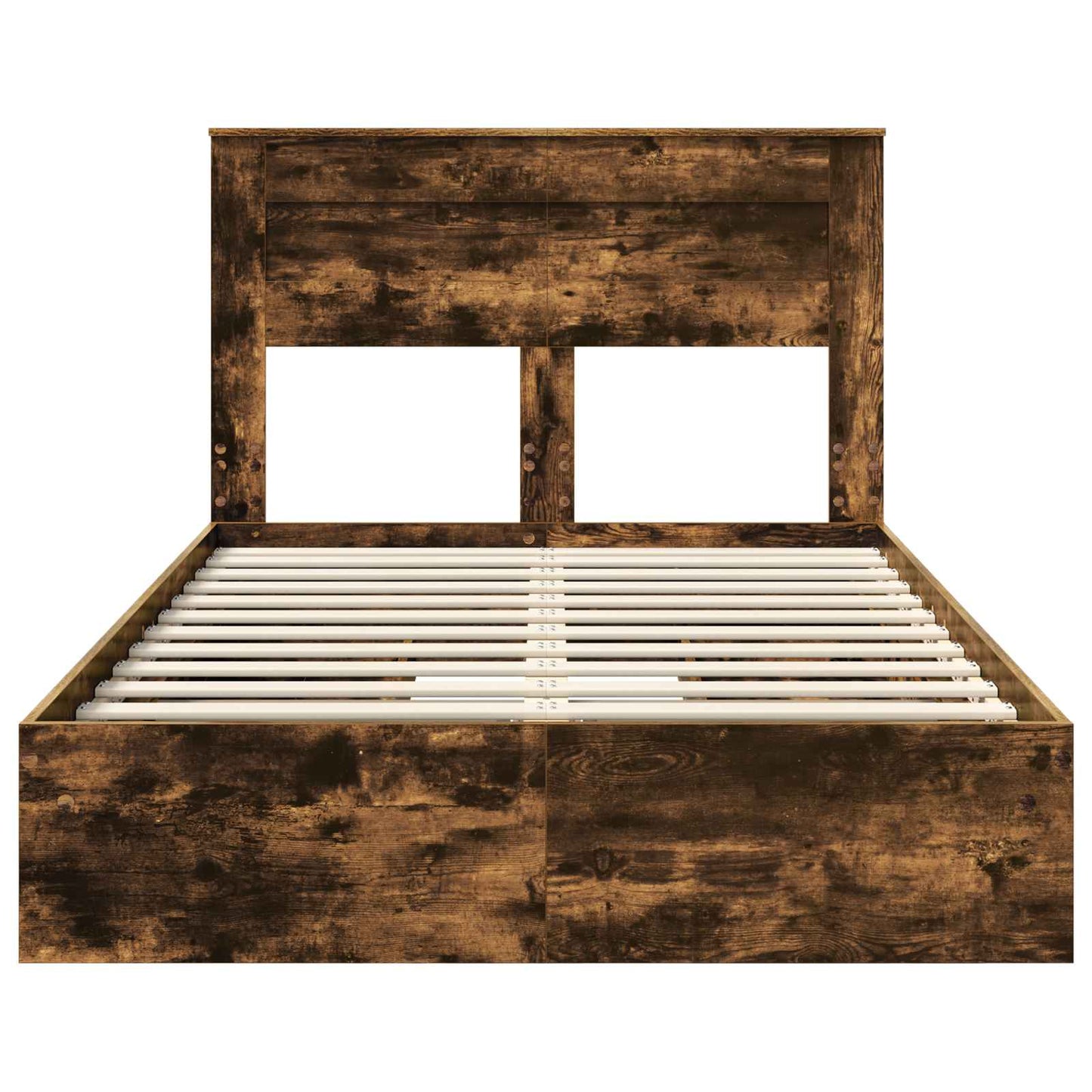 Opslag bed met lade Gerookt eiken 135 x 190 cm Bewerkt hout is nu te koop bij PeponiXL, paradijselijk wonen!