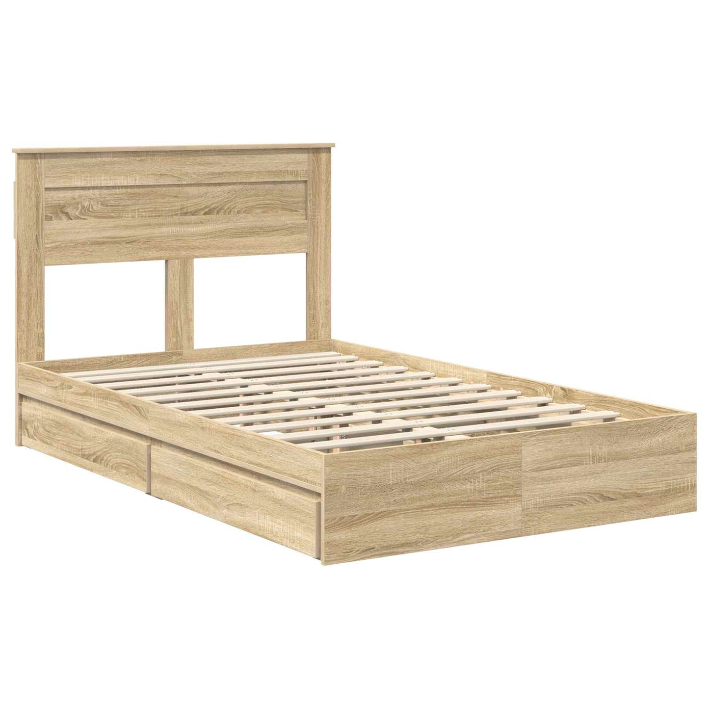 Opslag bed met lade Sonoma Eiken 120 x 200 cm Bewerkt hout is nu te koop bij PeponiXL, paradijselijk wonen!