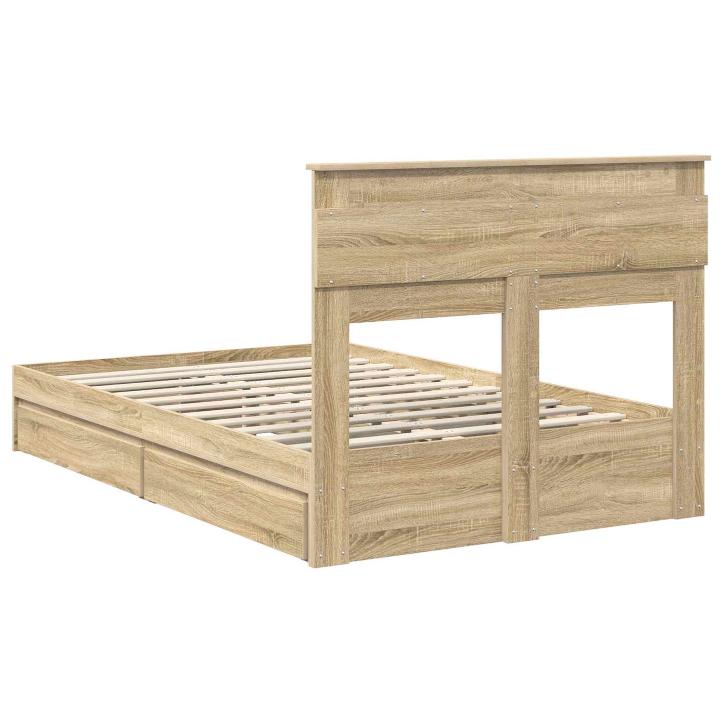 Opslag bed met lade Sonoma Eiken 120 x 200 cm Bewerkt hout is nu te koop bij PeponiXL, paradijselijk wonen!
