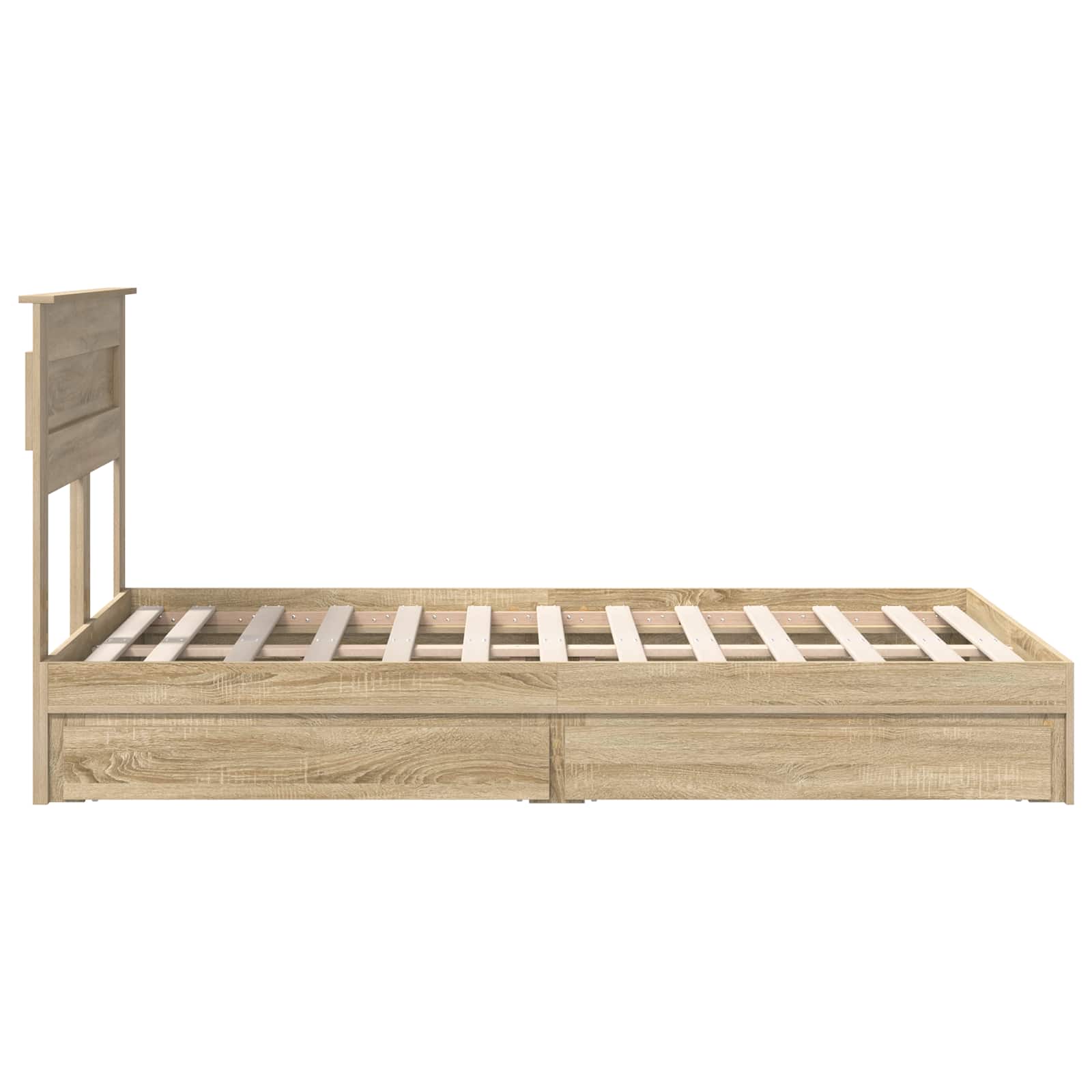 Opslag bed met lade Sonoma Eiken 120 x 200 cm Bewerkt hout is nu te koop bij PeponiXL, paradijselijk wonen!