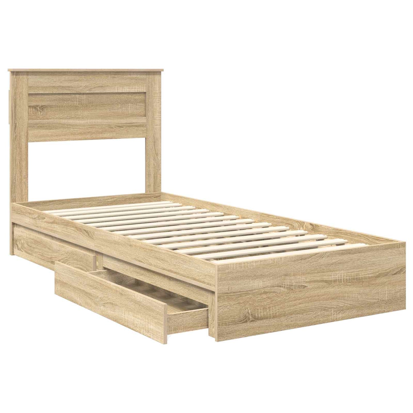 Opslag bed met lade Sonoma Eiken 100 x 200 cm Bewerkt hout is nu te koop bij PeponiXL, paradijselijk wonen!