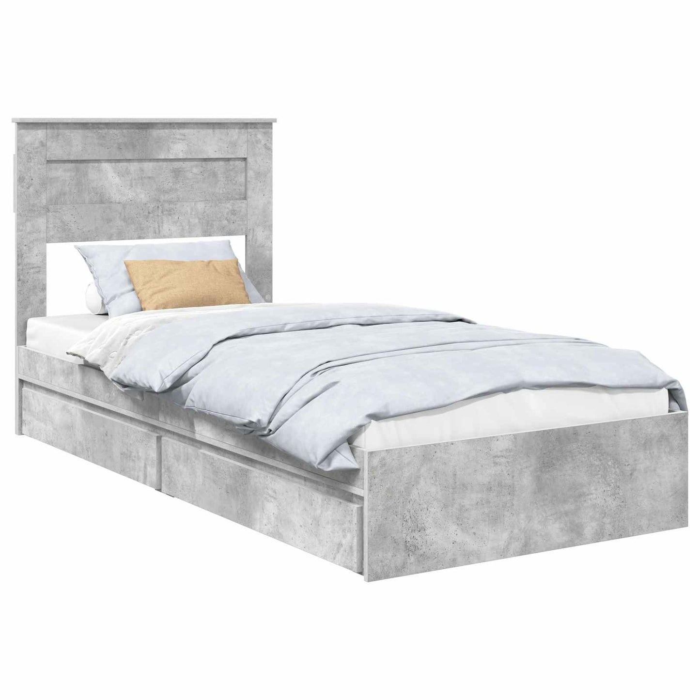 Opslag bed met hoofdeinde Beton Grijs 100 x 200 cm Bewerkt hout is nu te koop bij PeponiXL, paradijselijk wonen!