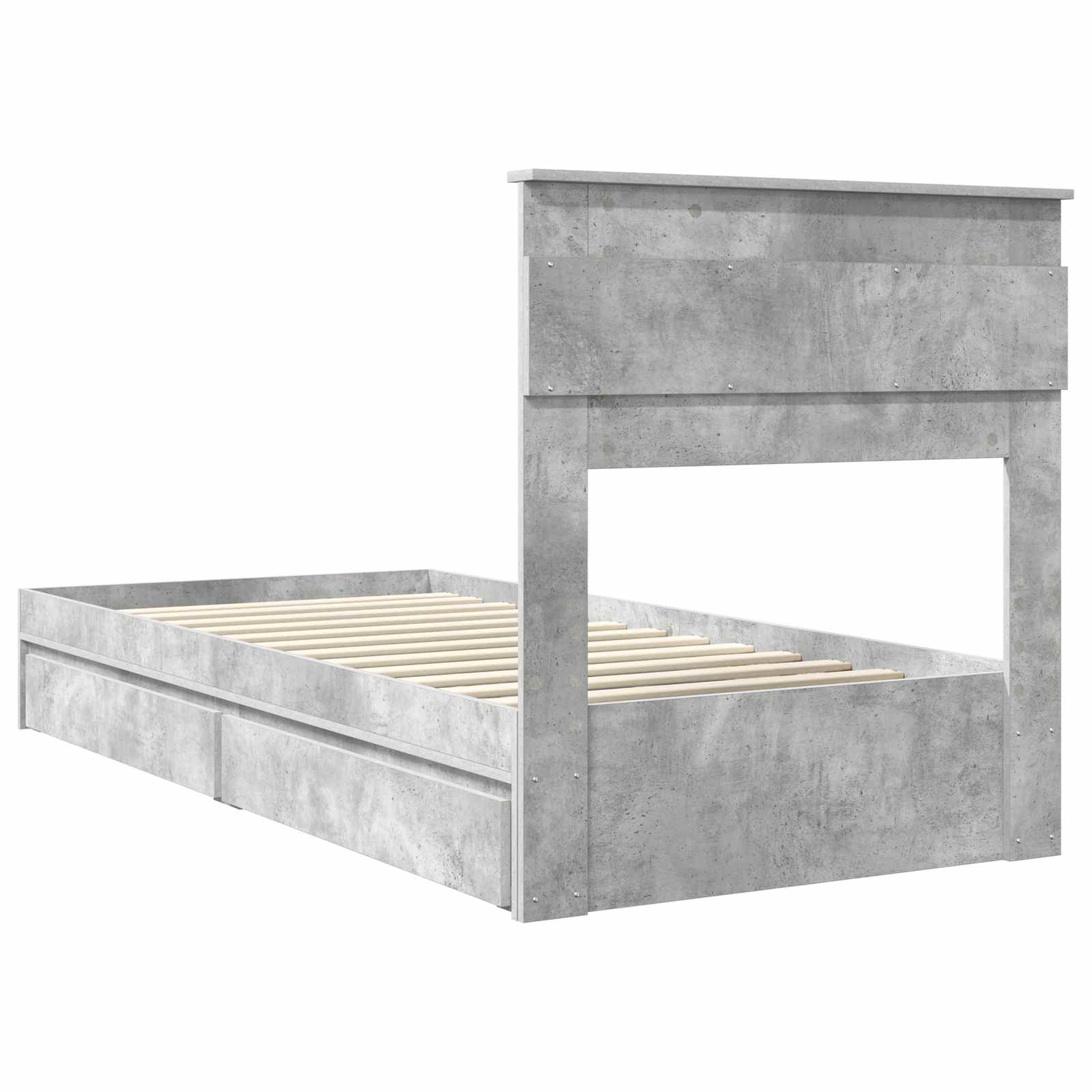 Opslag bed met hoofdeinde Beton Grijs 100 x 200 cm Bewerkt hout is nu te koop bij PeponiXL, paradijselijk wonen!