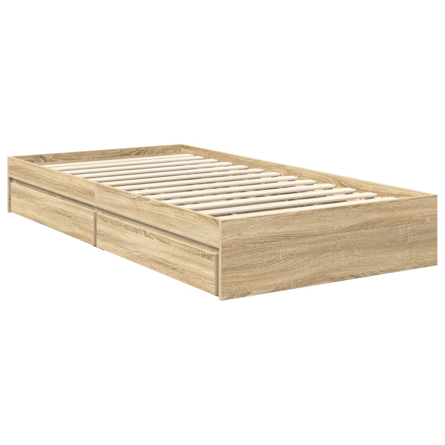 Opslag bed met hoofdeinde Sonoma Eiken 90 x 190 cm Bewerkt hout is nu te koop bij PeponiXL, paradijselijk wonen!