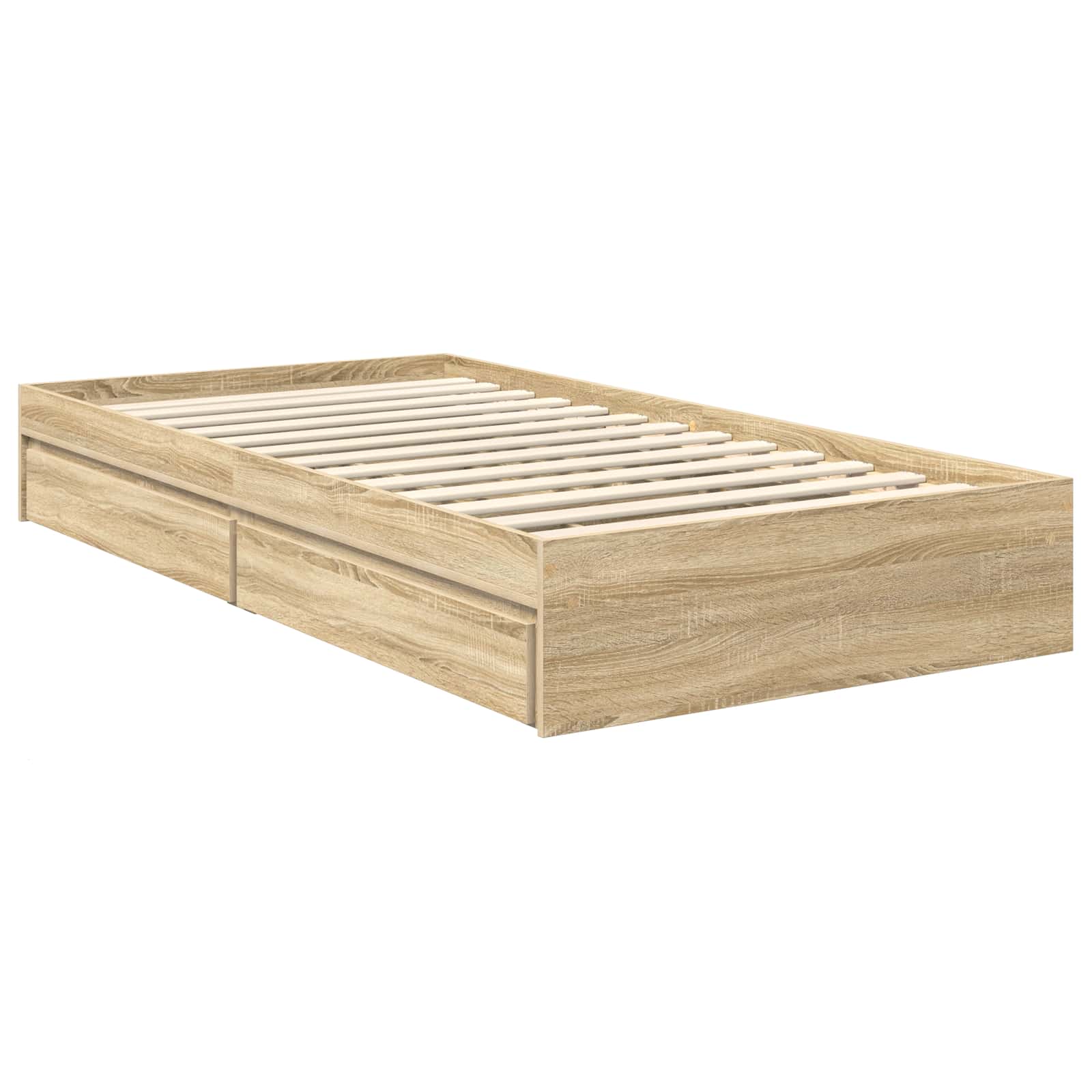 Opslag bed met hoofdeinde Sonoma Eiken 90 x 190 cm Bewerkt hout is nu te koop bij PeponiXL, paradijselijk wonen!