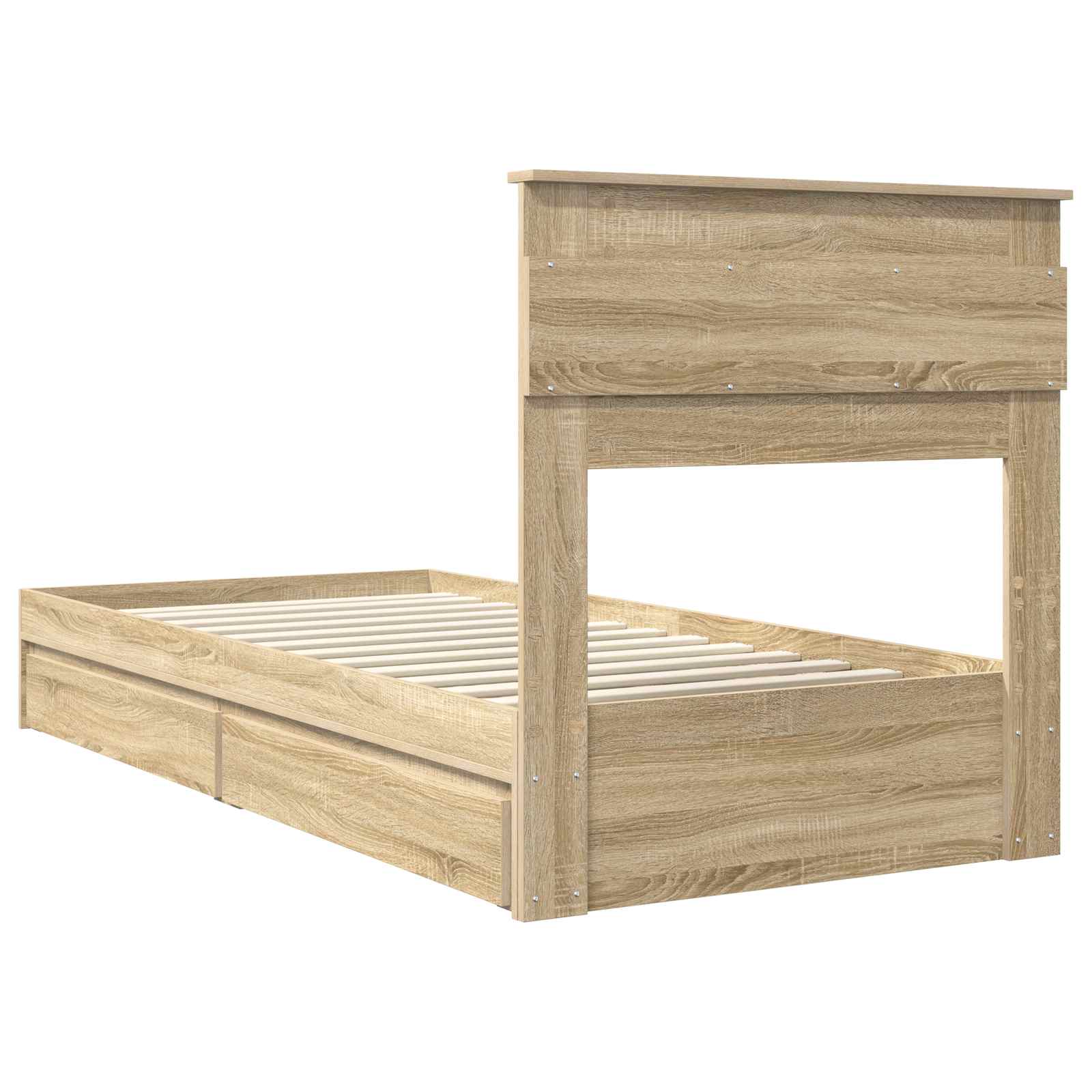 Opslag bed met hoofdeinde Sonoma Eiken 90 x 190 cm Bewerkt hout is nu te koop bij PeponiXL, paradijselijk wonen!