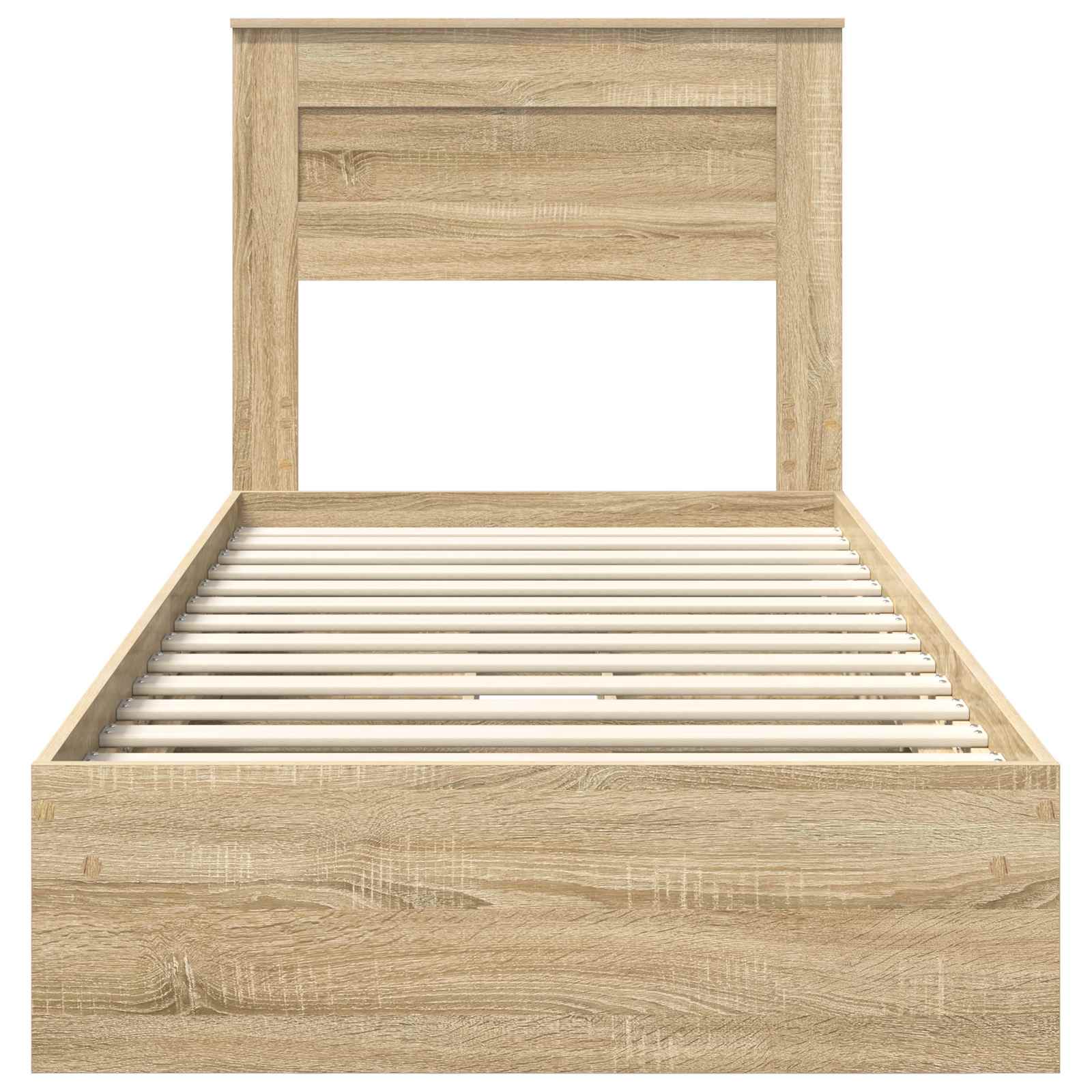 Opslag bed met hoofdeinde Sonoma Eiken 90 x 190 cm Bewerkt hout is nu te koop bij PeponiXL, paradijselijk wonen!