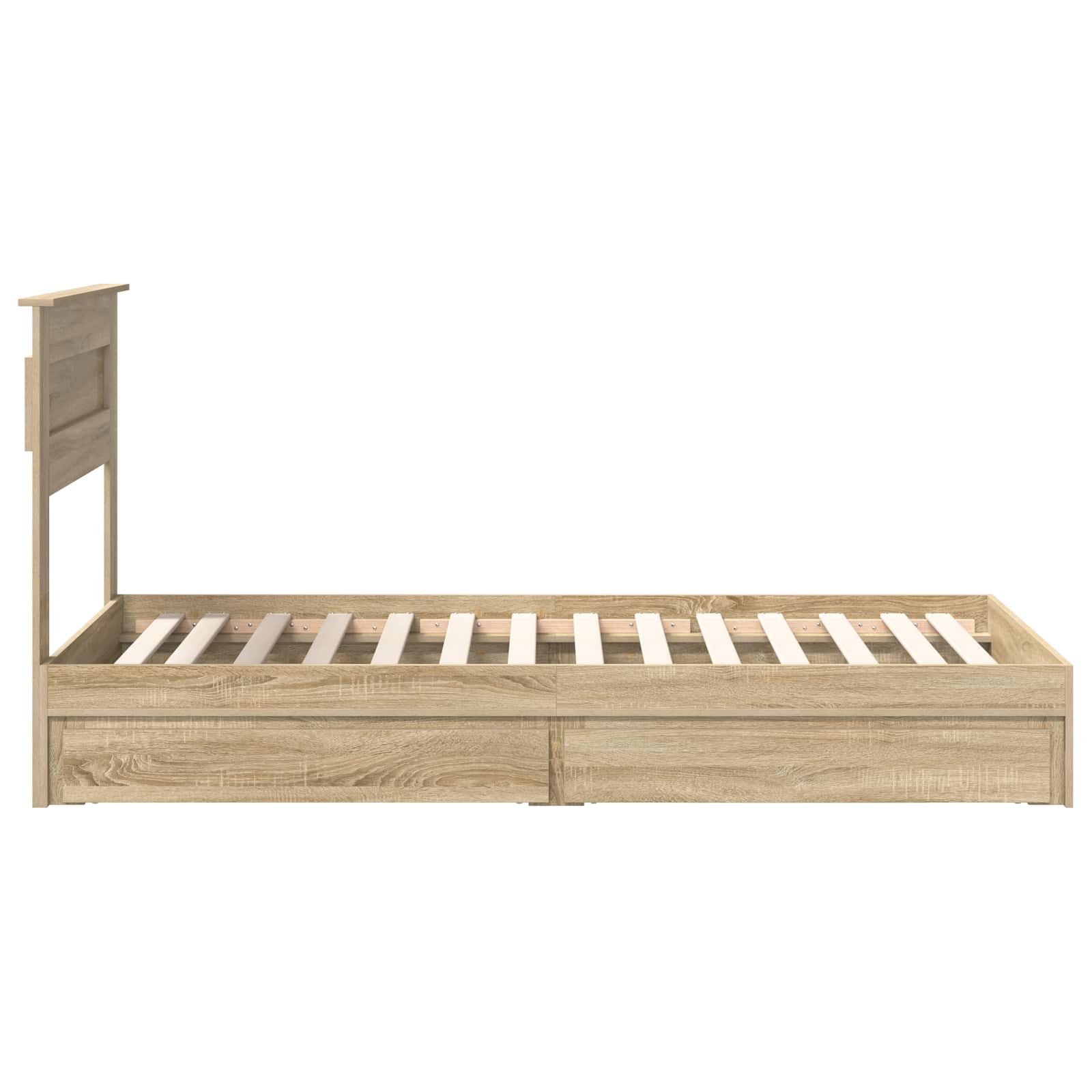 Opslag bed met hoofdeinde Sonoma Eiken 90 x 190 cm Bewerkt hout is nu te koop bij PeponiXL, paradijselijk wonen!