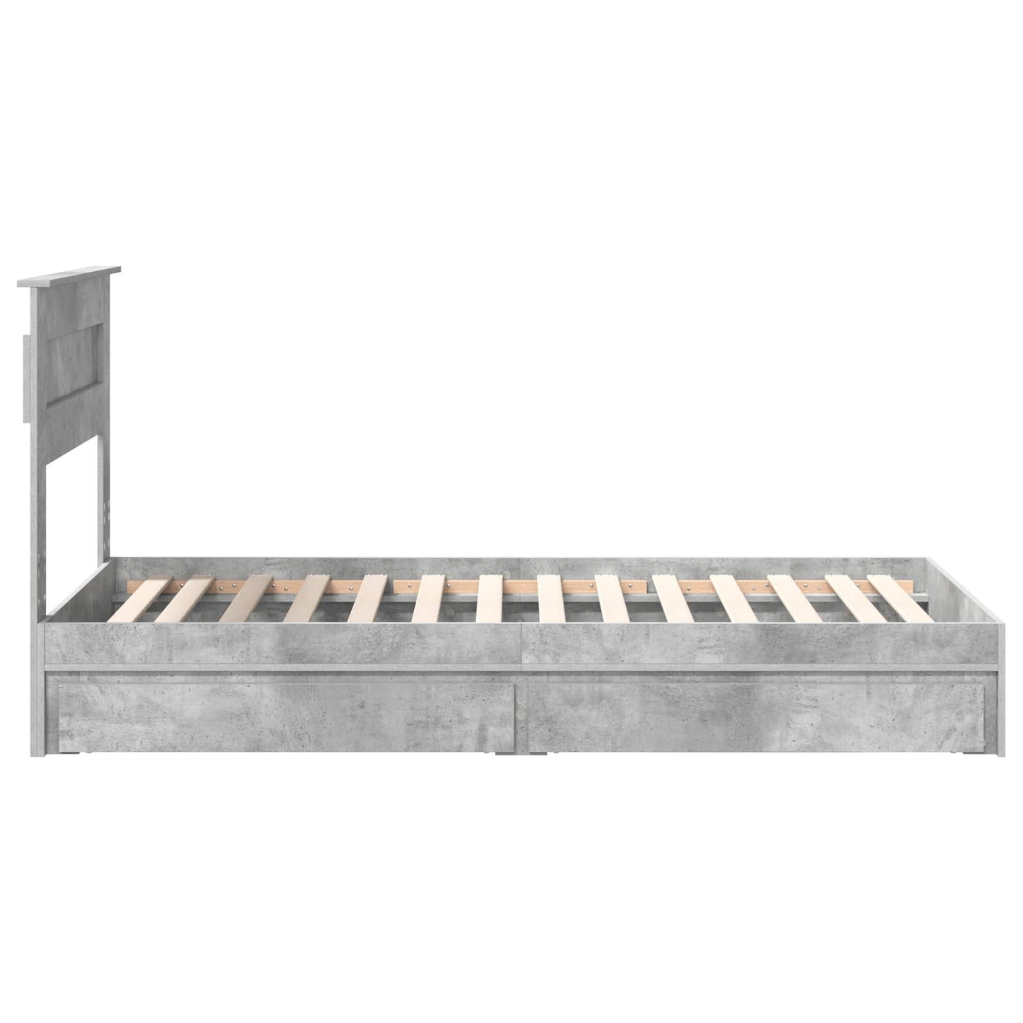 Opslag bed met hoofdeinde Beton Grijs 90 x 190 cm Bewerkt hout is nu te koop bij PeponiXL, paradijselijk wonen!