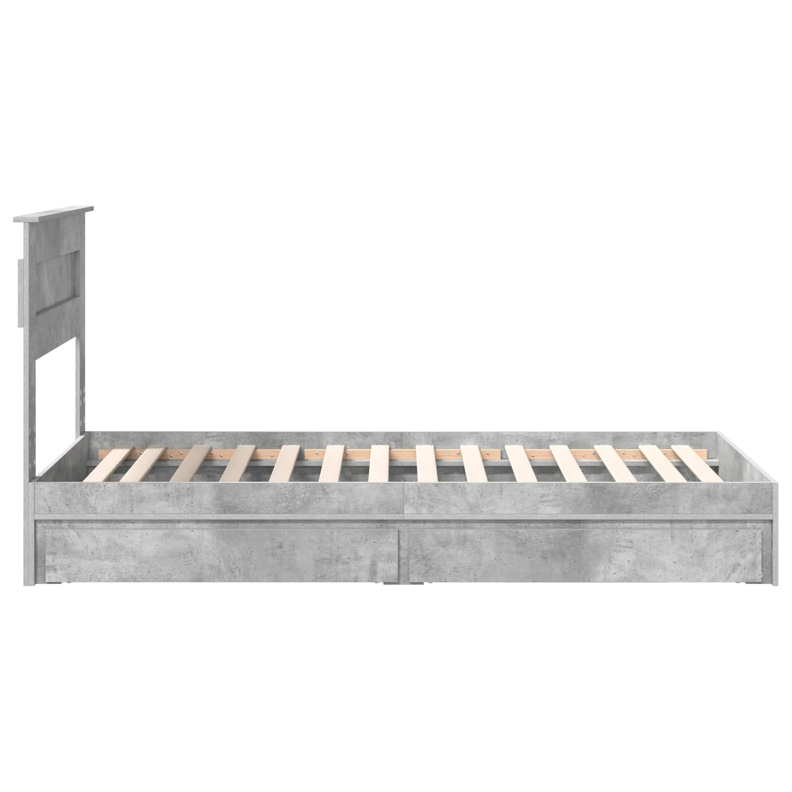 Opslag bed met hoofdeinde Beton Grijs 90 x 190 cm Bewerkt hout is nu te koop bij PeponiXL, paradijselijk wonen!